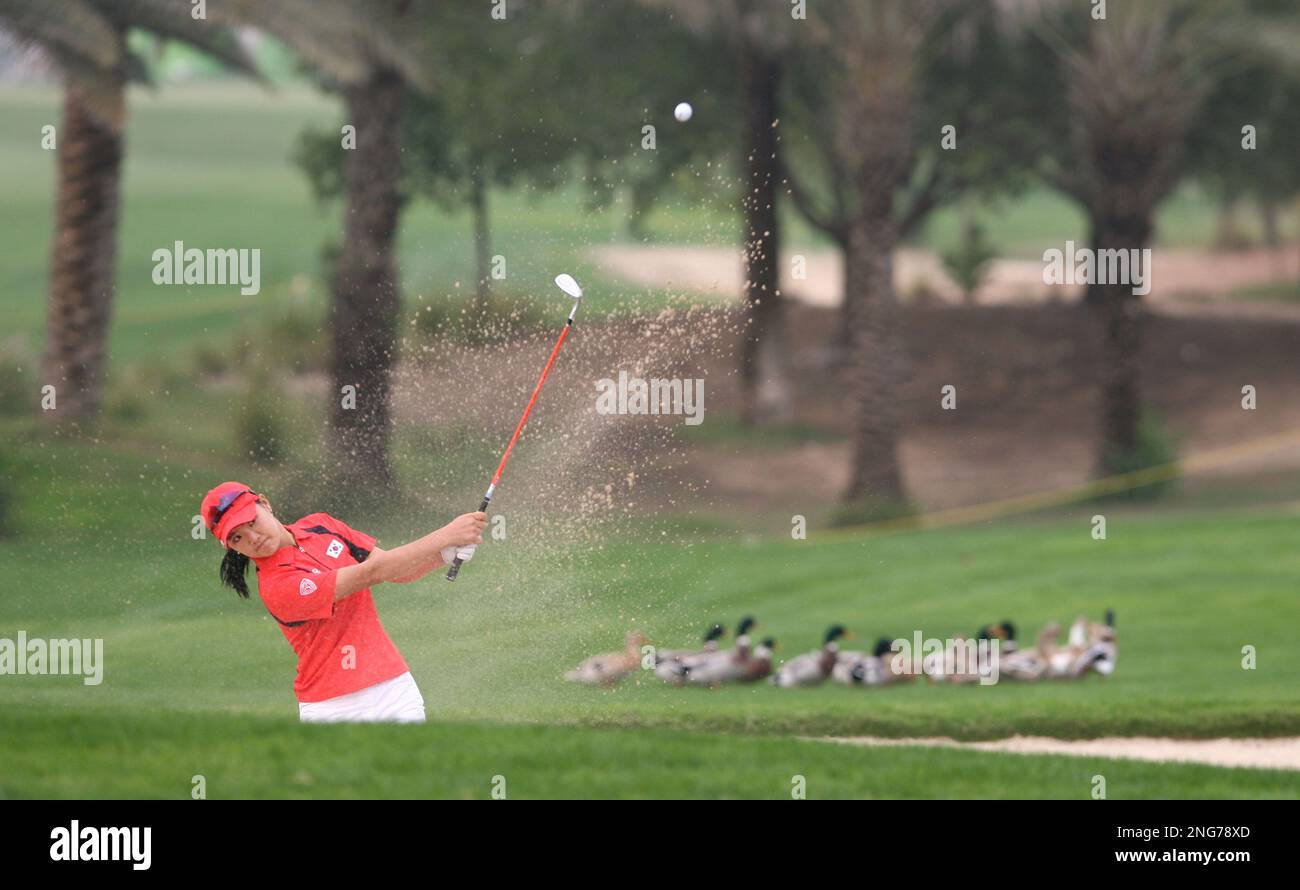 South Korea's Ryu So-yeon hits a shot from a sand trap on her way to ...