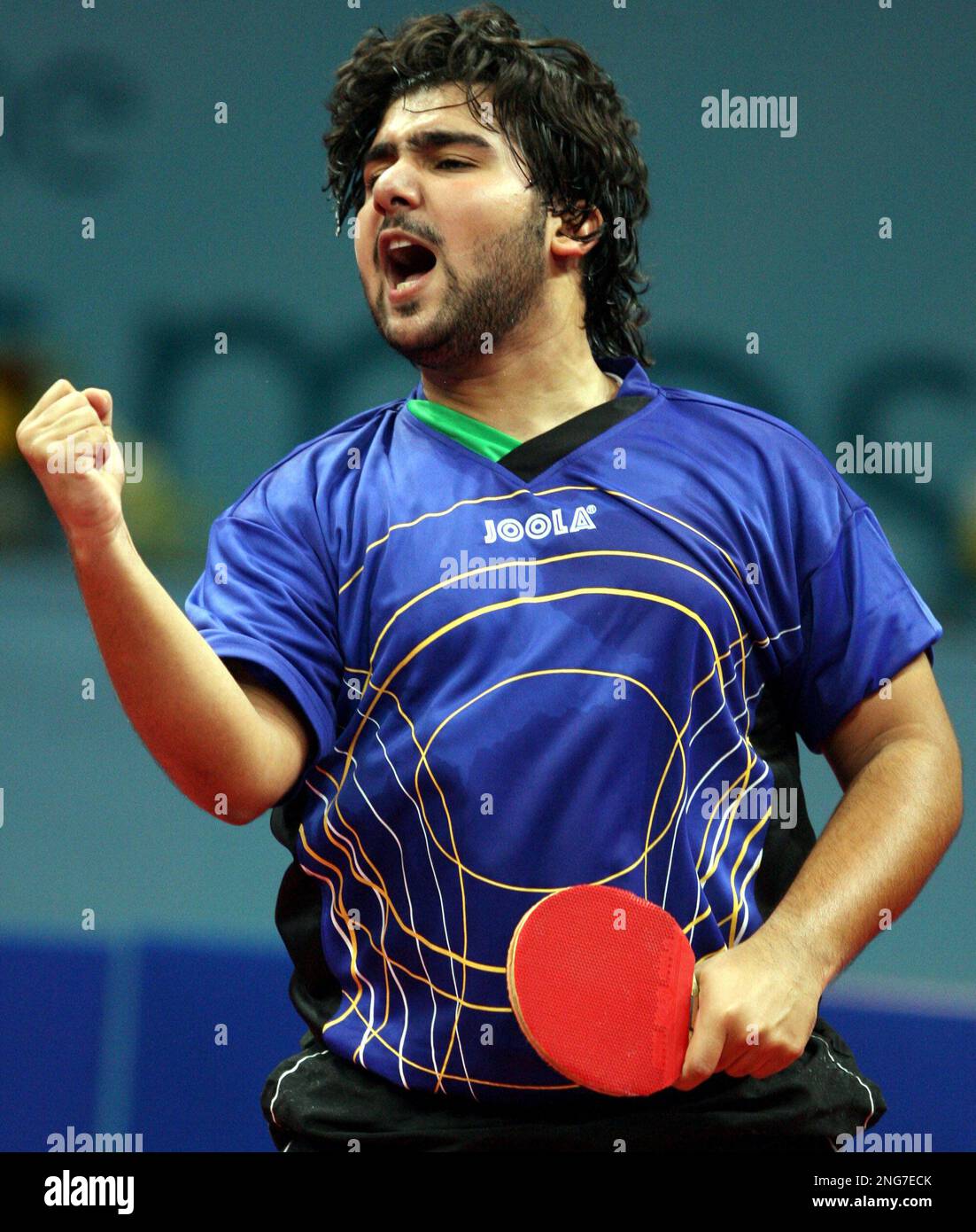 Bahrain's Hamad Bu Hijji celebrates a point against Philippines'Ernesto