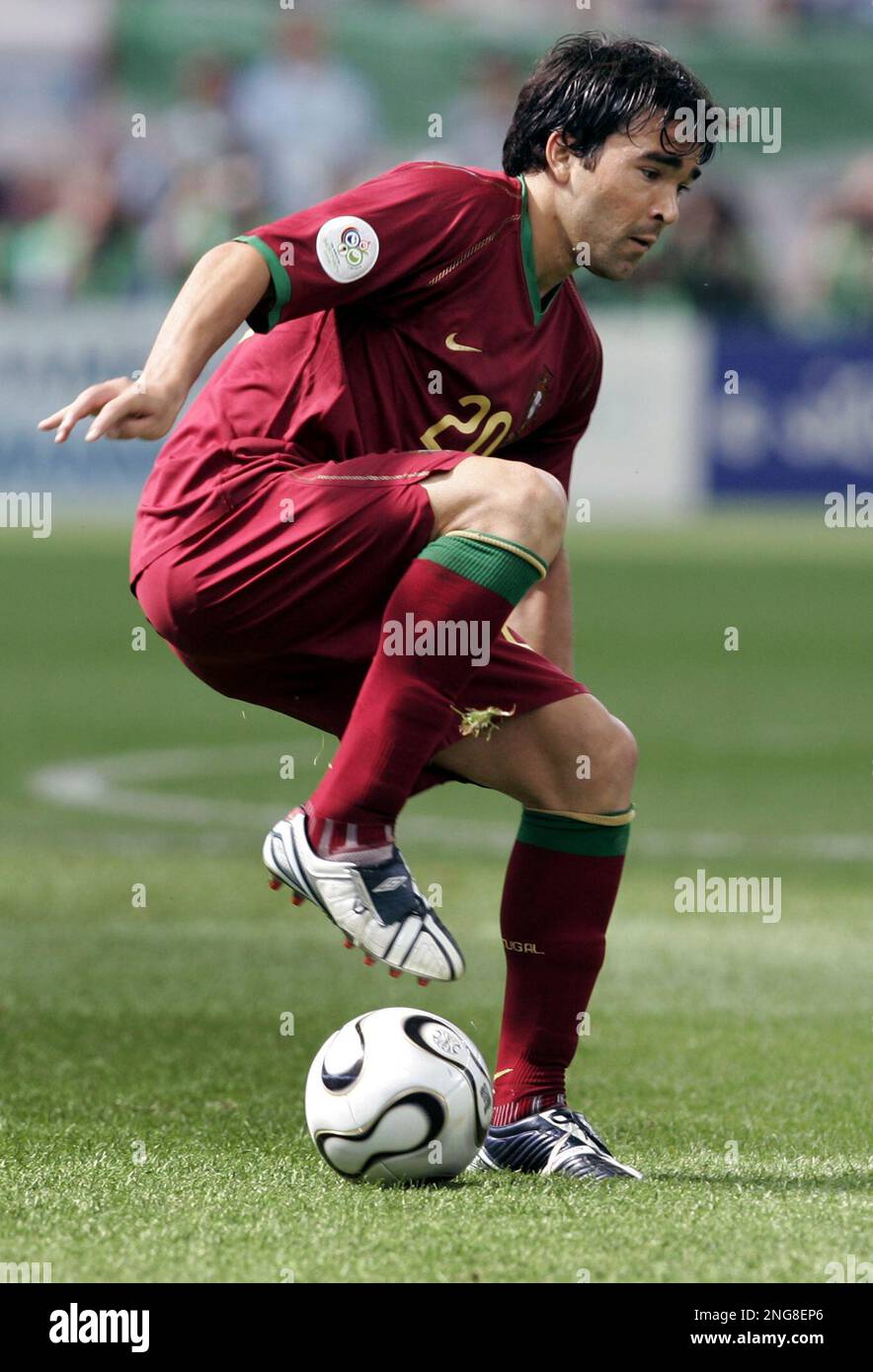Portugal's Deco dribbles during the World Cup soccer match between