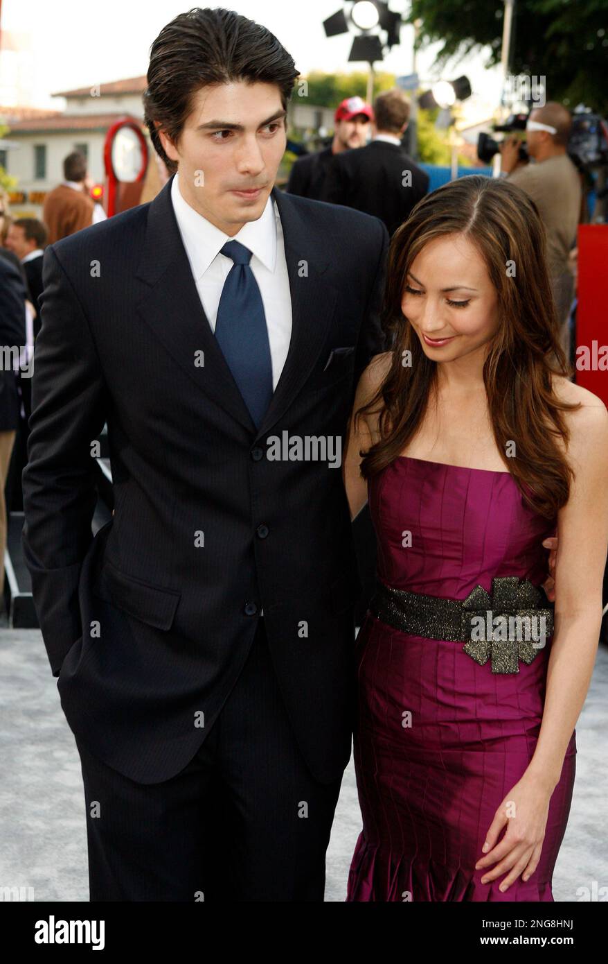 Actor Brandon Routh, left, and actress Courtney Ford arrive at the film ...