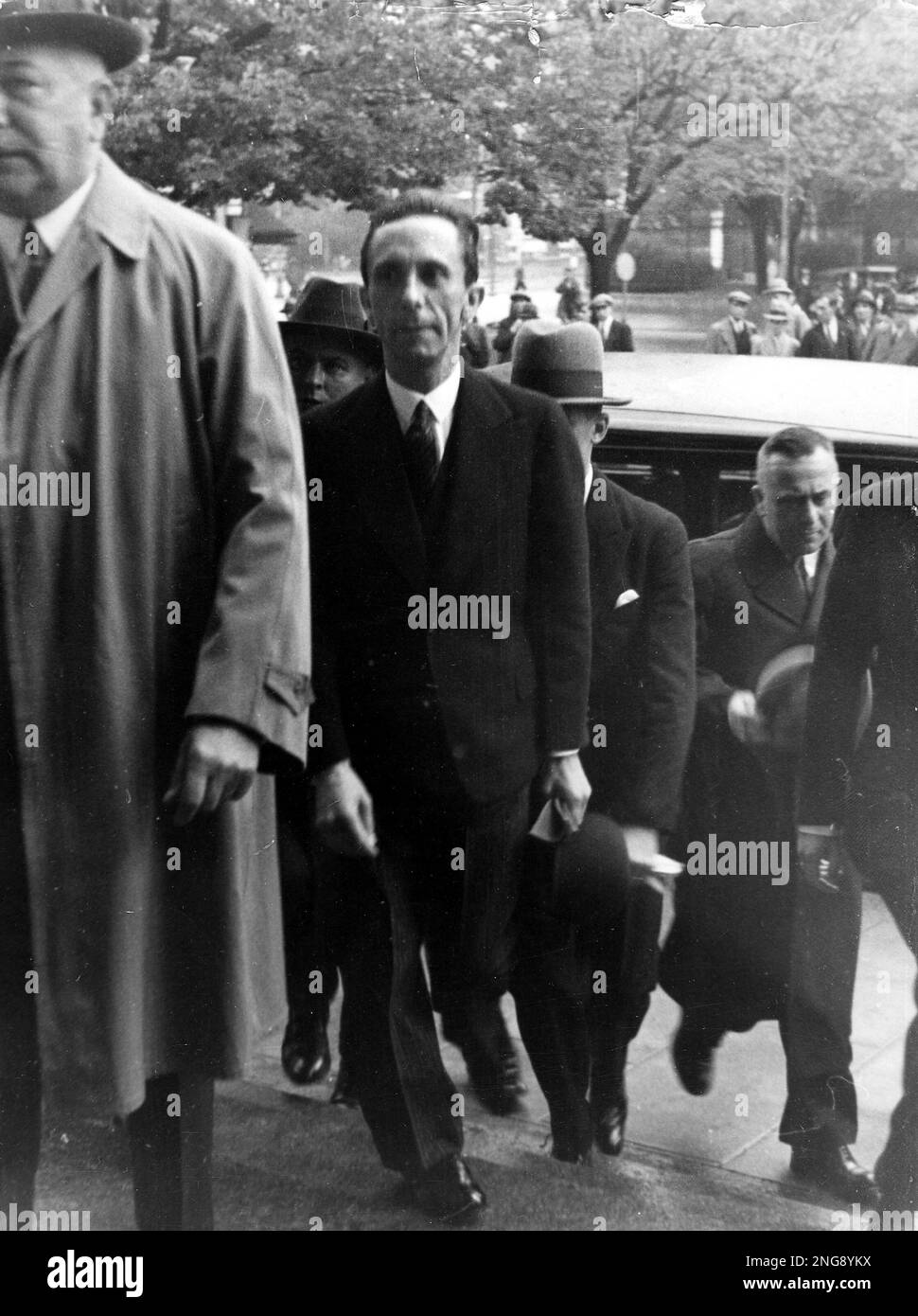 Joseph Goebbels enters the Batiment Electoral in Geneva, Switzerland ...