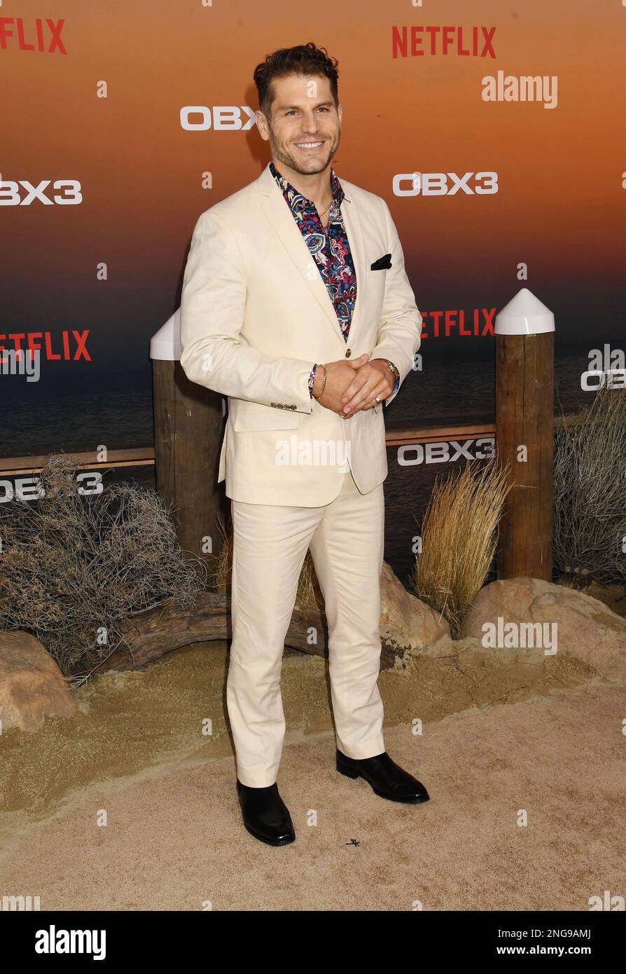 LOS ANGELES, CALIFORNIA - FEBRUARY 16: Lou Ferrigno Jr. attends the Los Angeles premiere of Netflix's 'Outer Banks at Regency Village Theatre on Febru Stock Photo