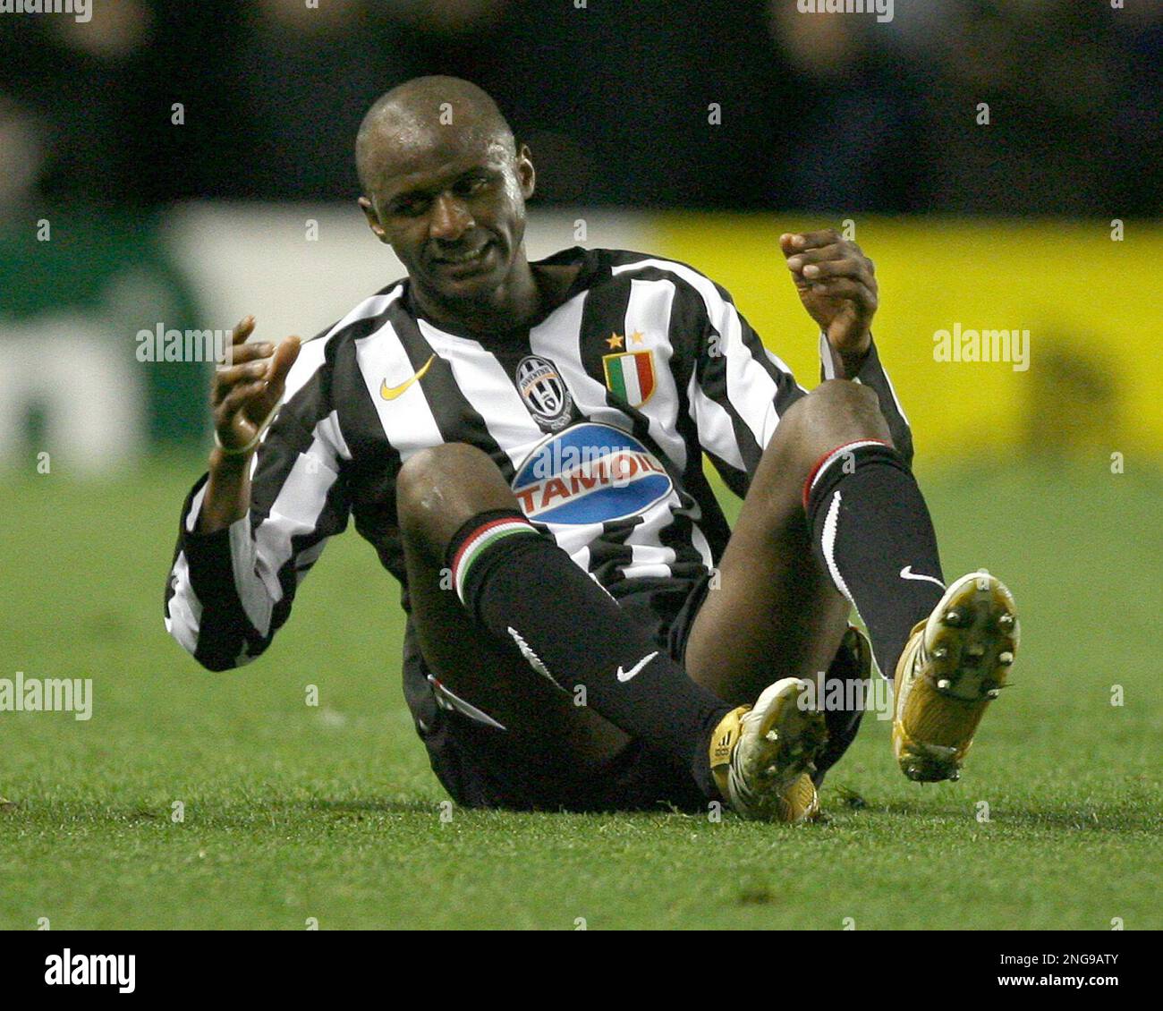 Juventus' former Arsenal player Patrick Vieira of France sits on