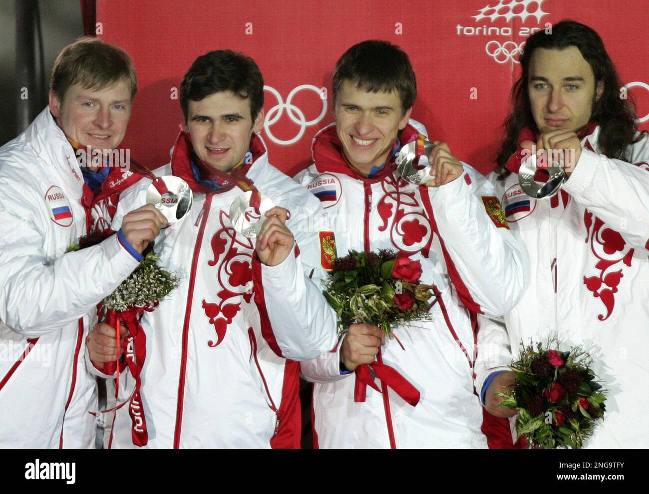 Russia's, from left, pilot Alexandre Zoubkow, Filipp Egorov, Alexej
