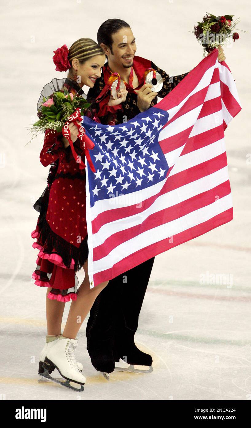 United States' Benjamin Agosto and his partner Tanith Belbin, wearing