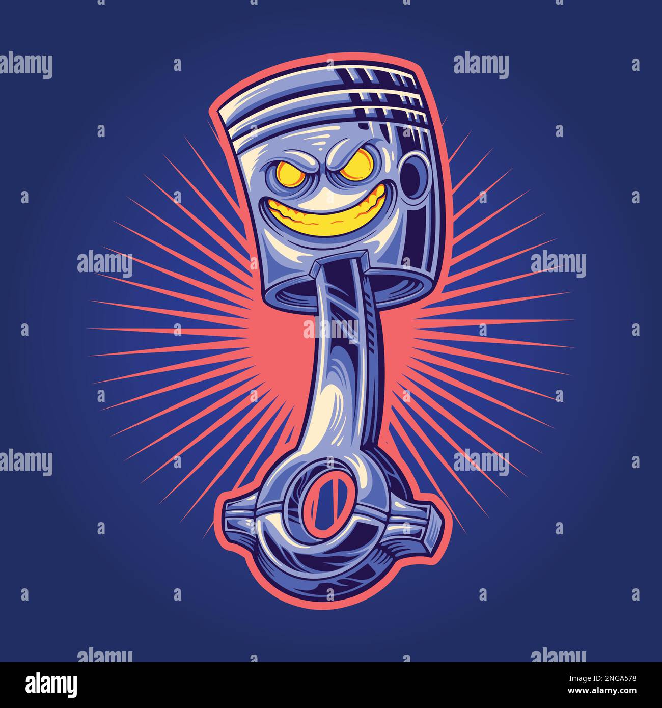 Scary engine piston mascot illustrations vector illustrations for your ...
