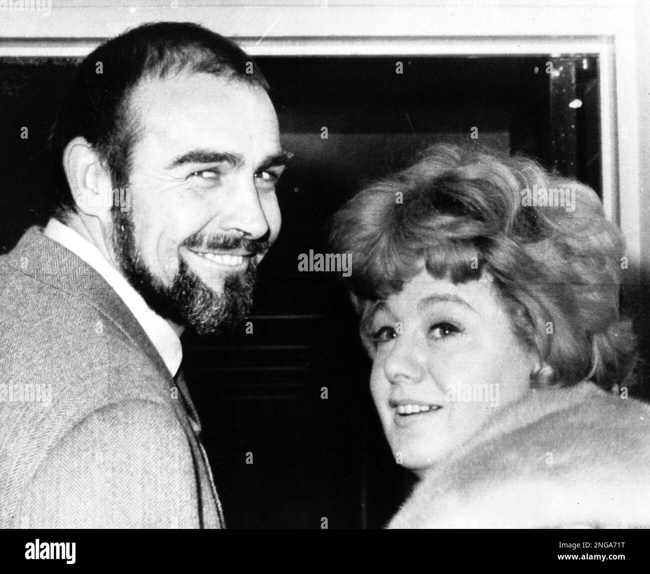 British actor Sean Connery poses with U.S. actress Shelley Winters in