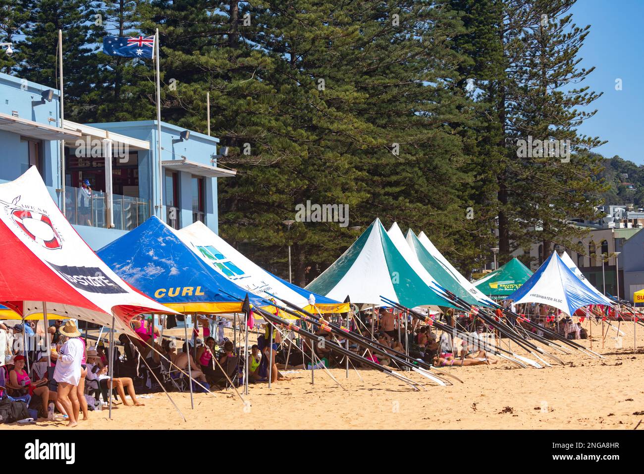 Australian surfboat racing carnival in 2023 at Collaroy beach in Sydney Australia Stock Photo