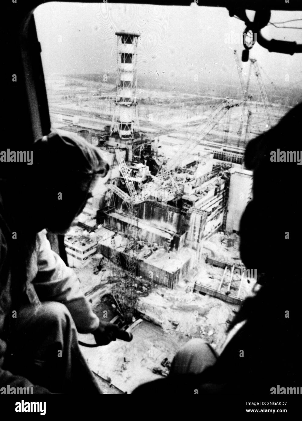 The totally damaged reactor two of the Chernobyl, Russia, nuclear power ...
