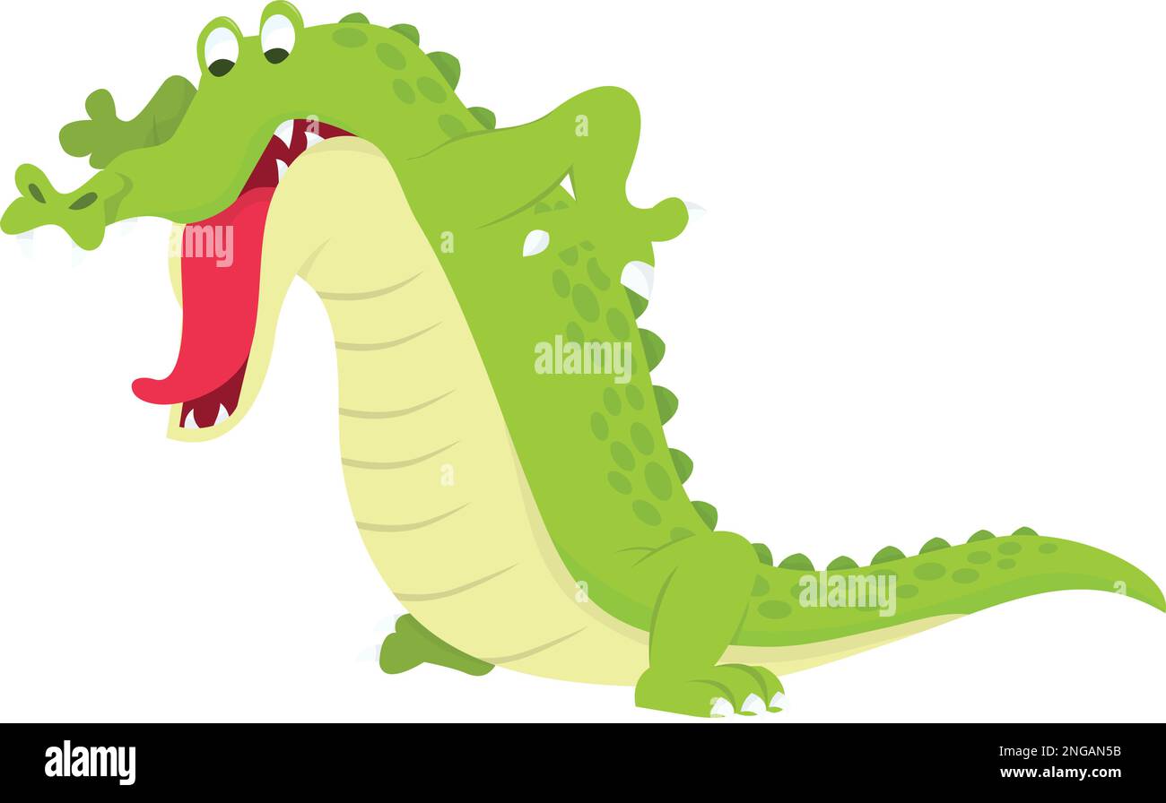 A cartoon vector illustration of a crocodile looking down at something ...