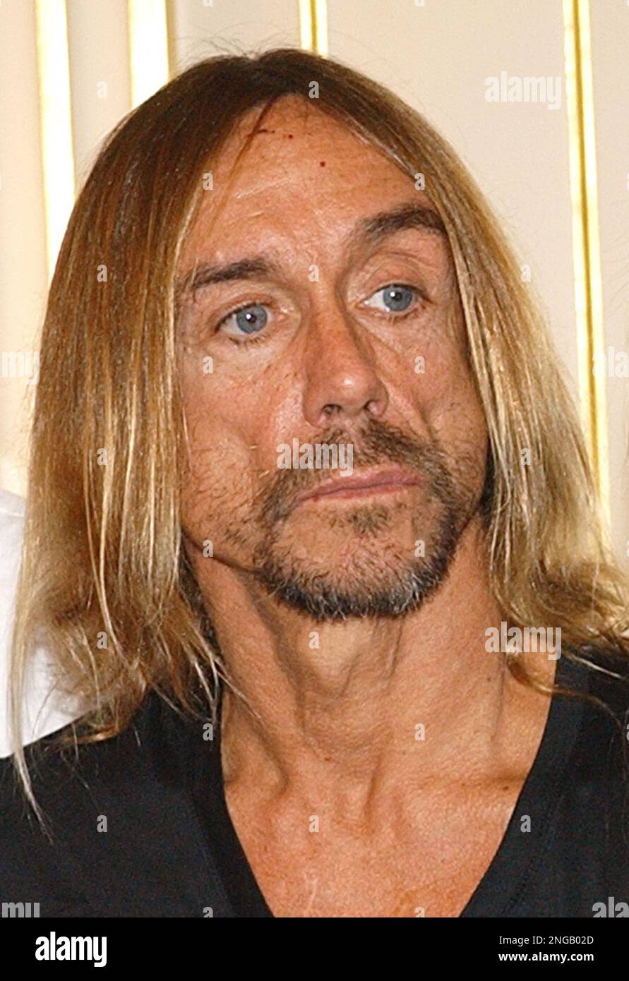 FILE ** Iggy Pop is pictured in Paris in this Saturday June 21, 2003 file  photo. Iggy Pop plays music too loud, according to officials in the Swiss  city of Lucerne.