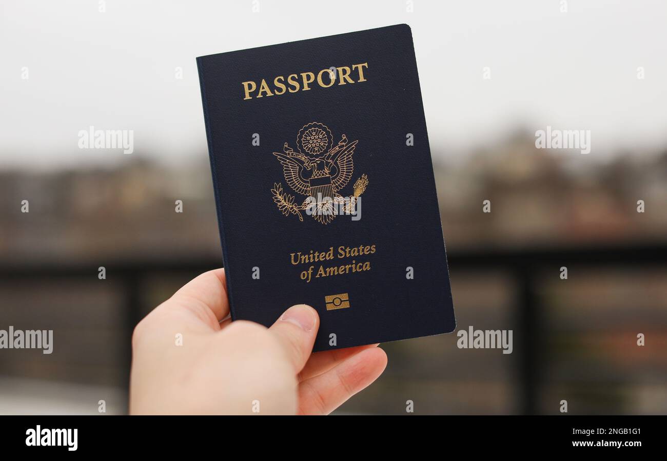 US passport document needed for immigration and naturalization when traveling Stock Photo