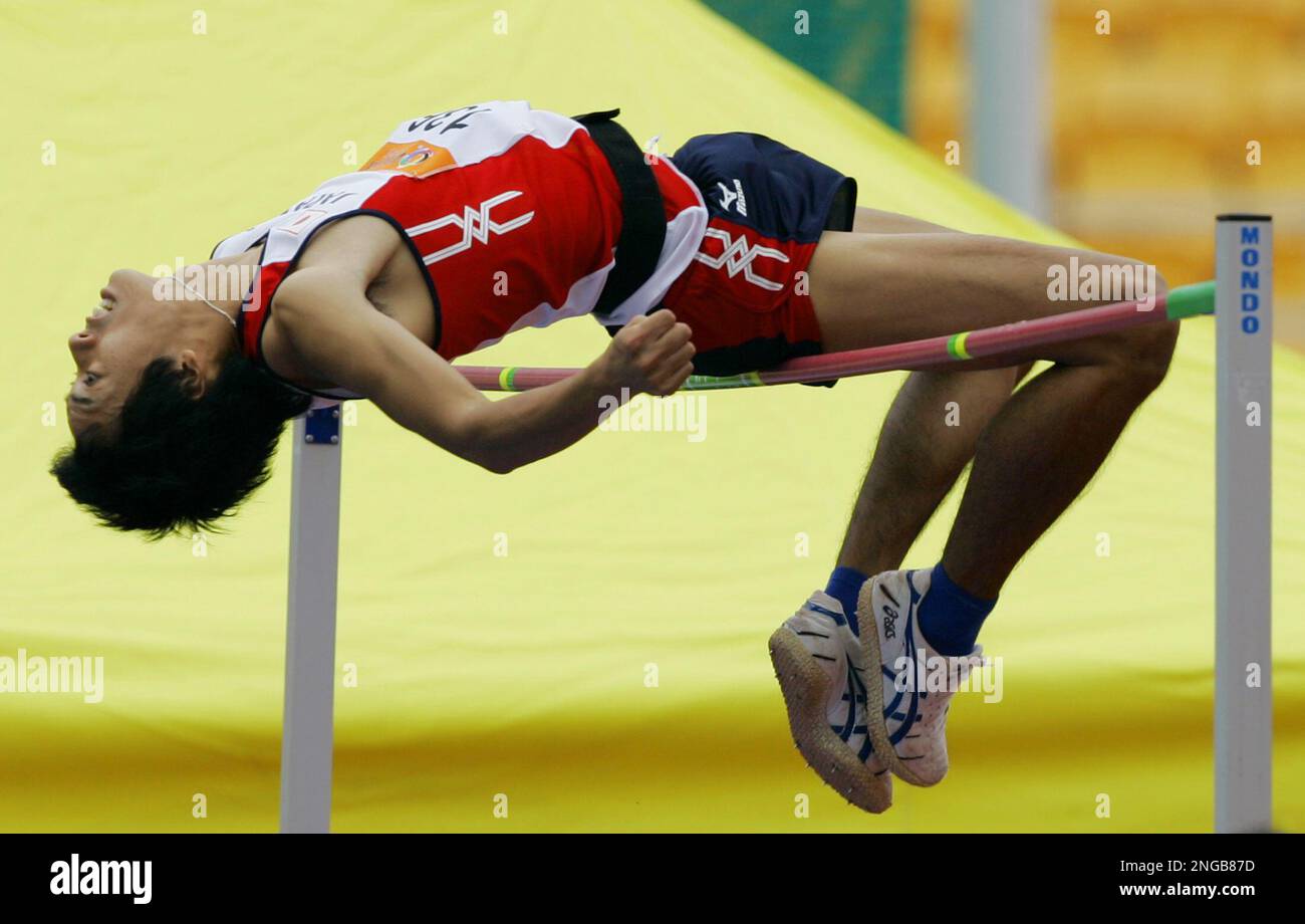 Naoyuki Daigo of Japan competes in the men's high jump finals at the
