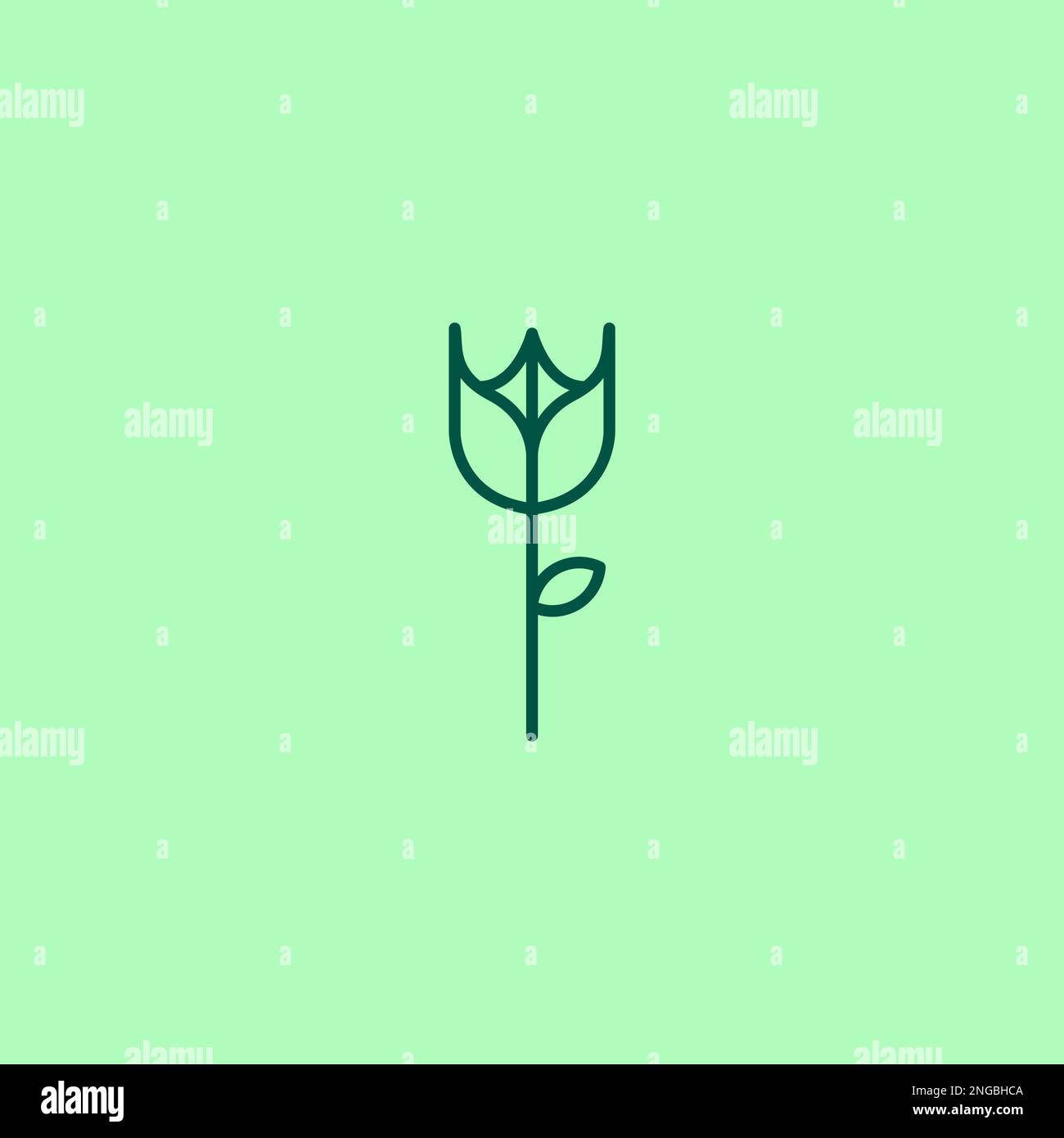 Flower Logo Simple Design. Growth Nature Vector Stock Vector