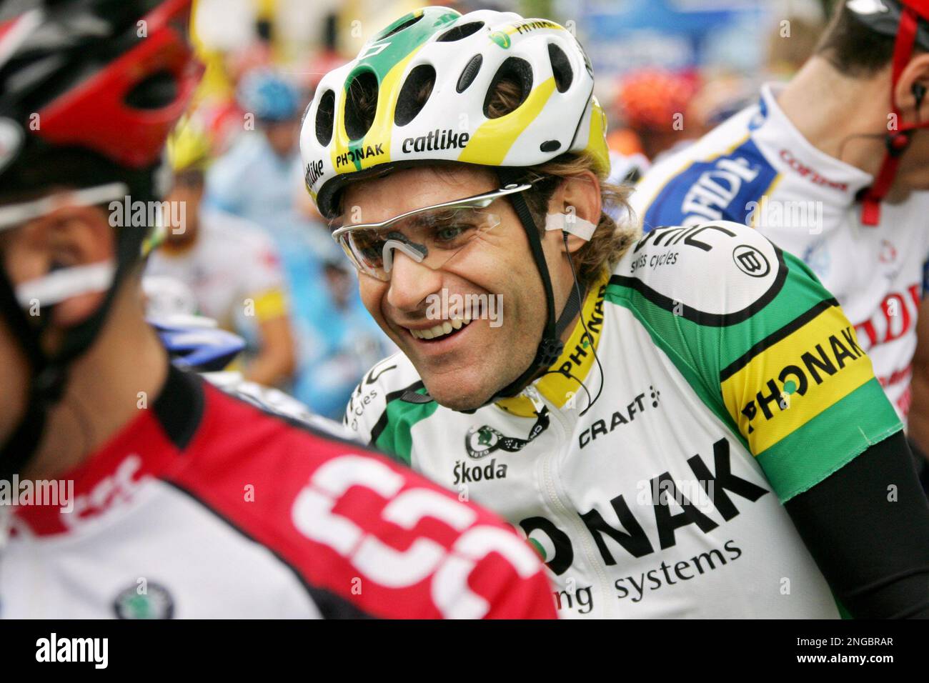 Botero Racing Team Santiago Botero of Colombia, of Team Phonak, waits at the start line ...