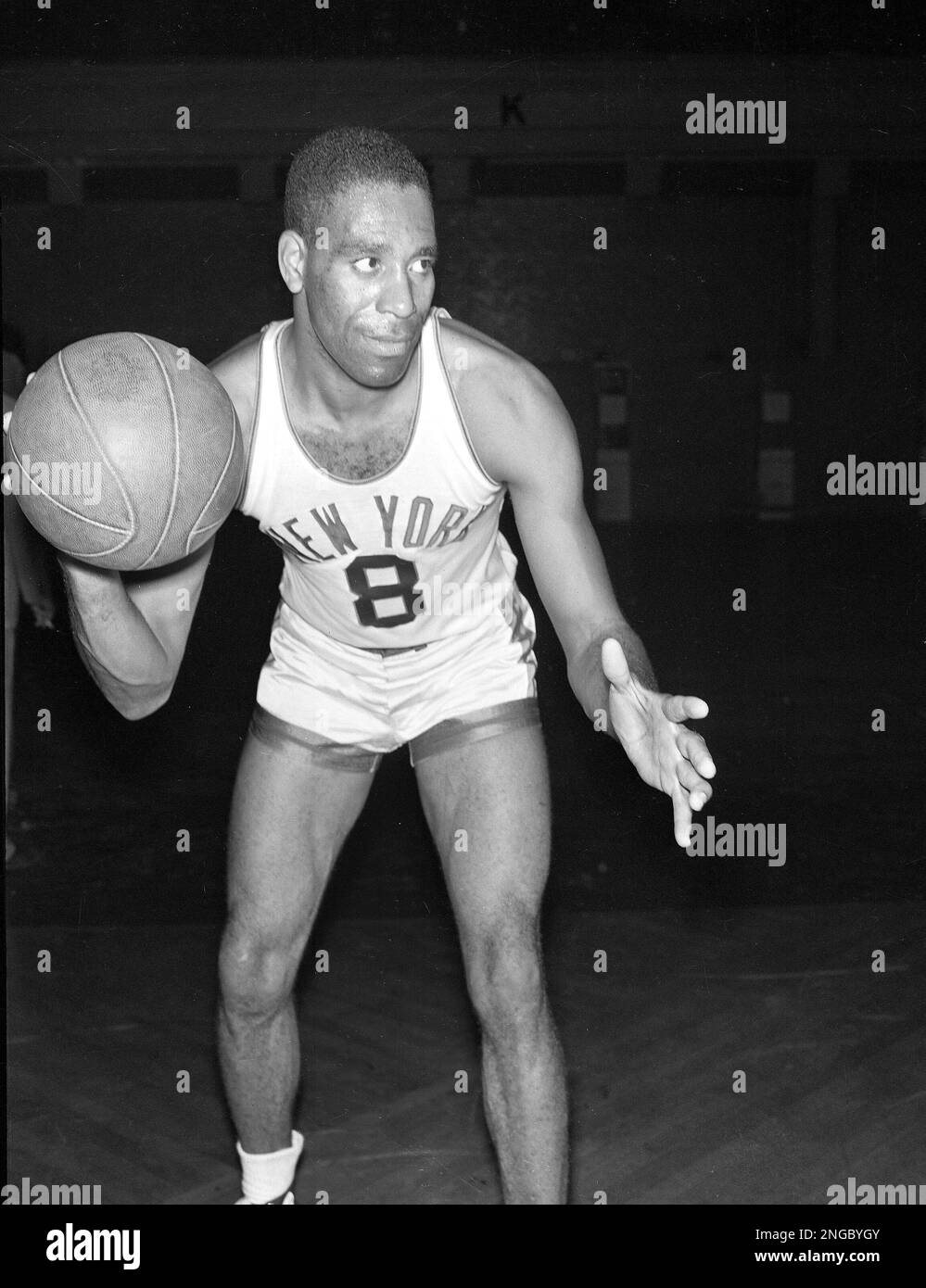 New York Knickerbockers Nat "Sweetwater" Clifton is in fine form at the