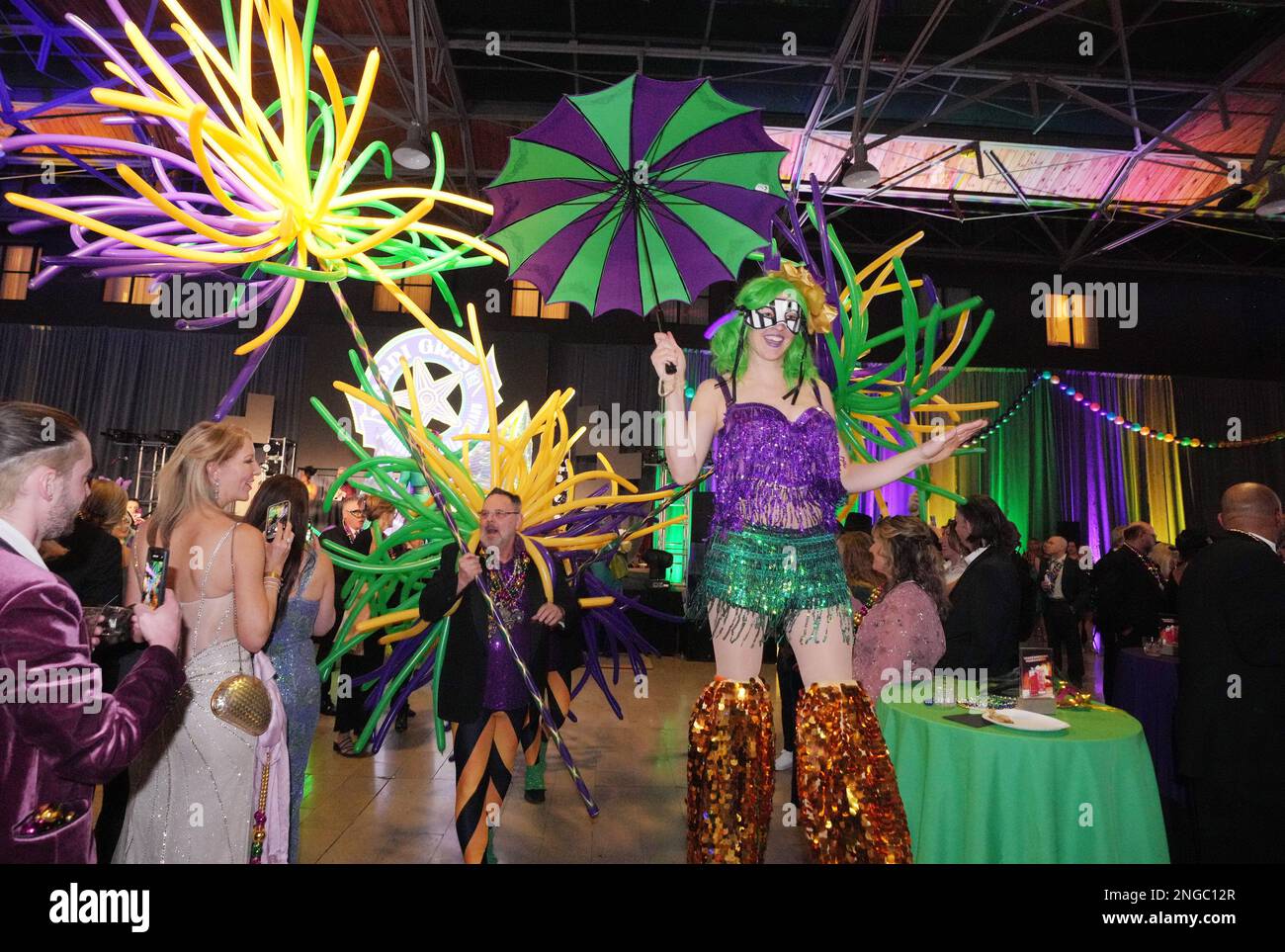 St. Louis, USA. 17th Feb, 2023. A parade snakes through through Union