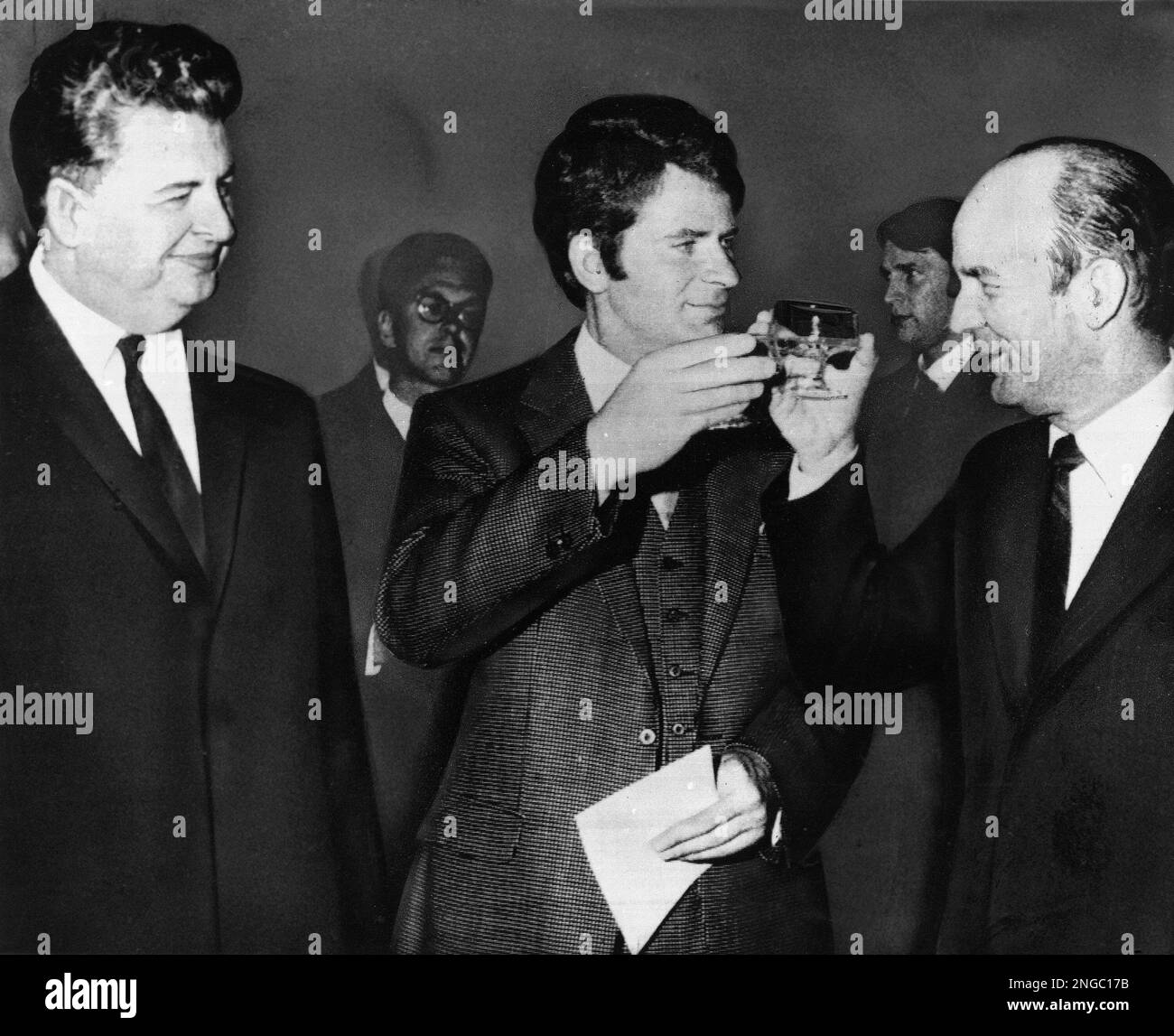 Boris Spassky, left and Bobby Fischer analyze their match in Sveti