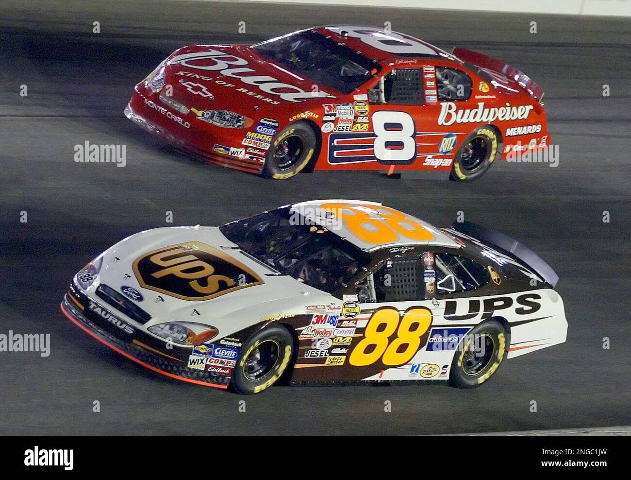 Dale Earnhardt Jr (8) and Dale Jarrett (88) race during the