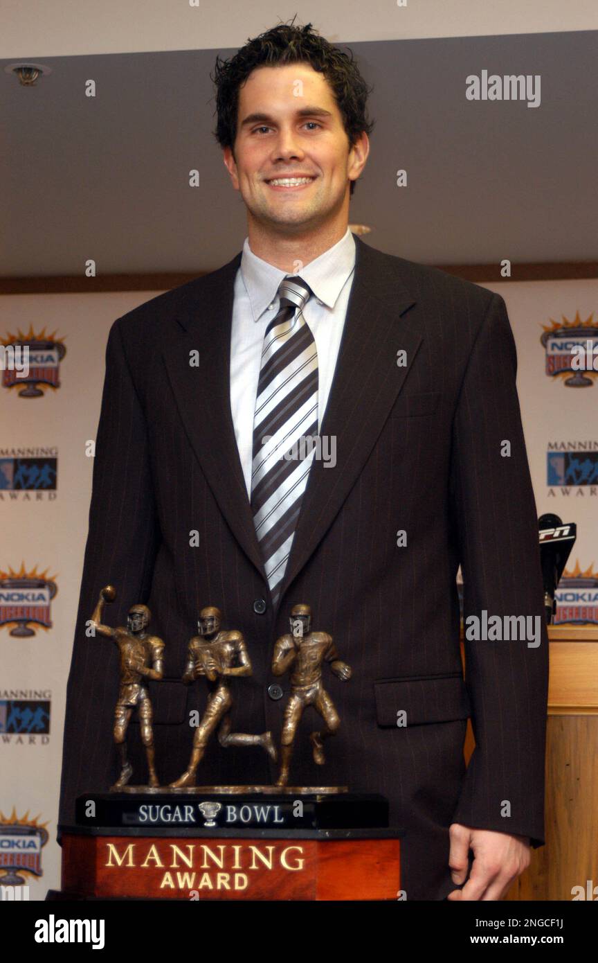 Southern California quarterback Matt Leinart poses after being named