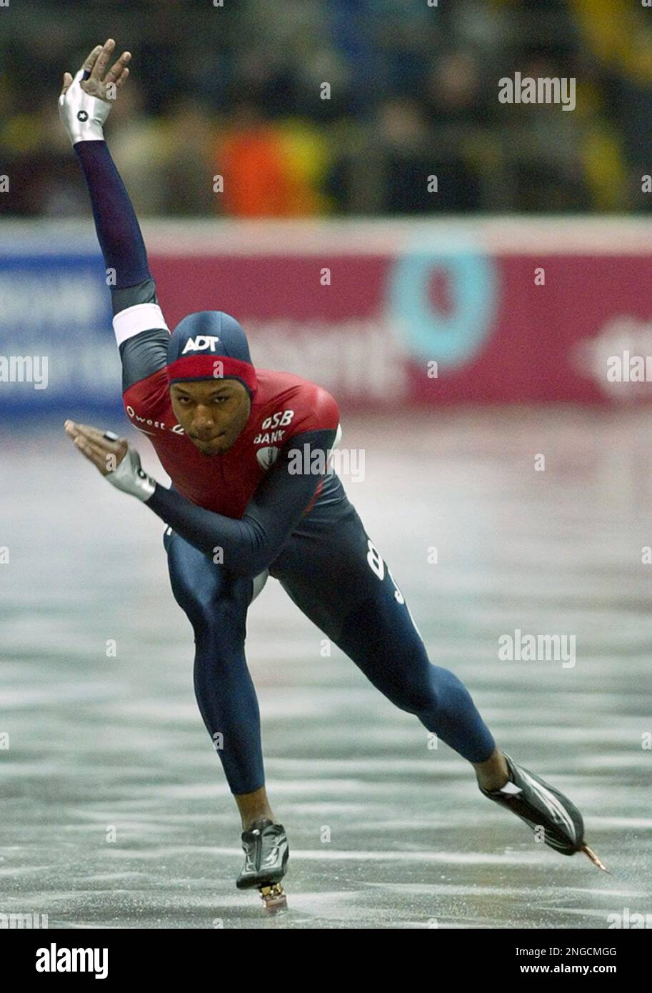 Shani Davis from the U.S. skates during the men's 500m competition at