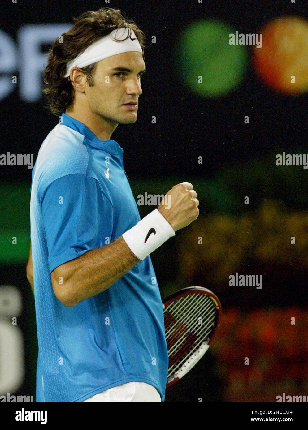 Switzerland's Roger Federer reacts during his second round