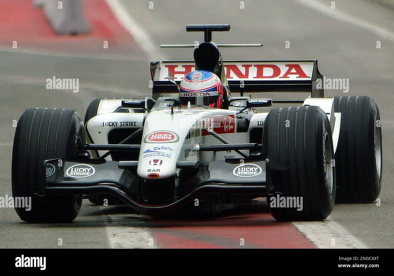 British Formula One Driver Jenson Button Drives The New Bar Honda 007