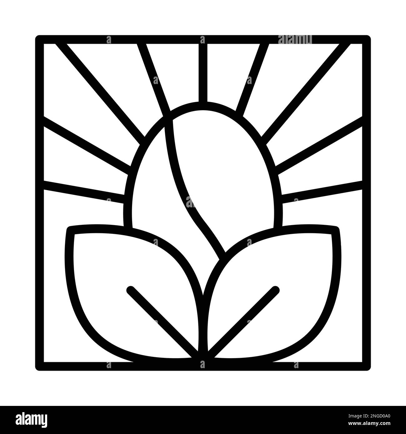 Coffee bean and leaves luxury icon. Flat icon design for cafe Stock