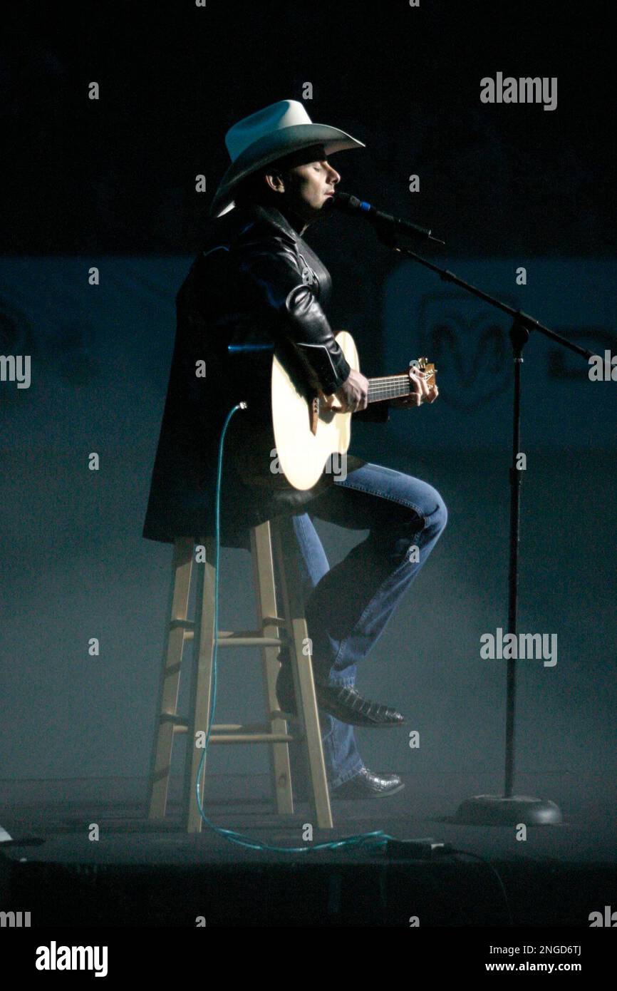 Country music star Brad Paisley entertains rodeo fans Sunday, Dec.