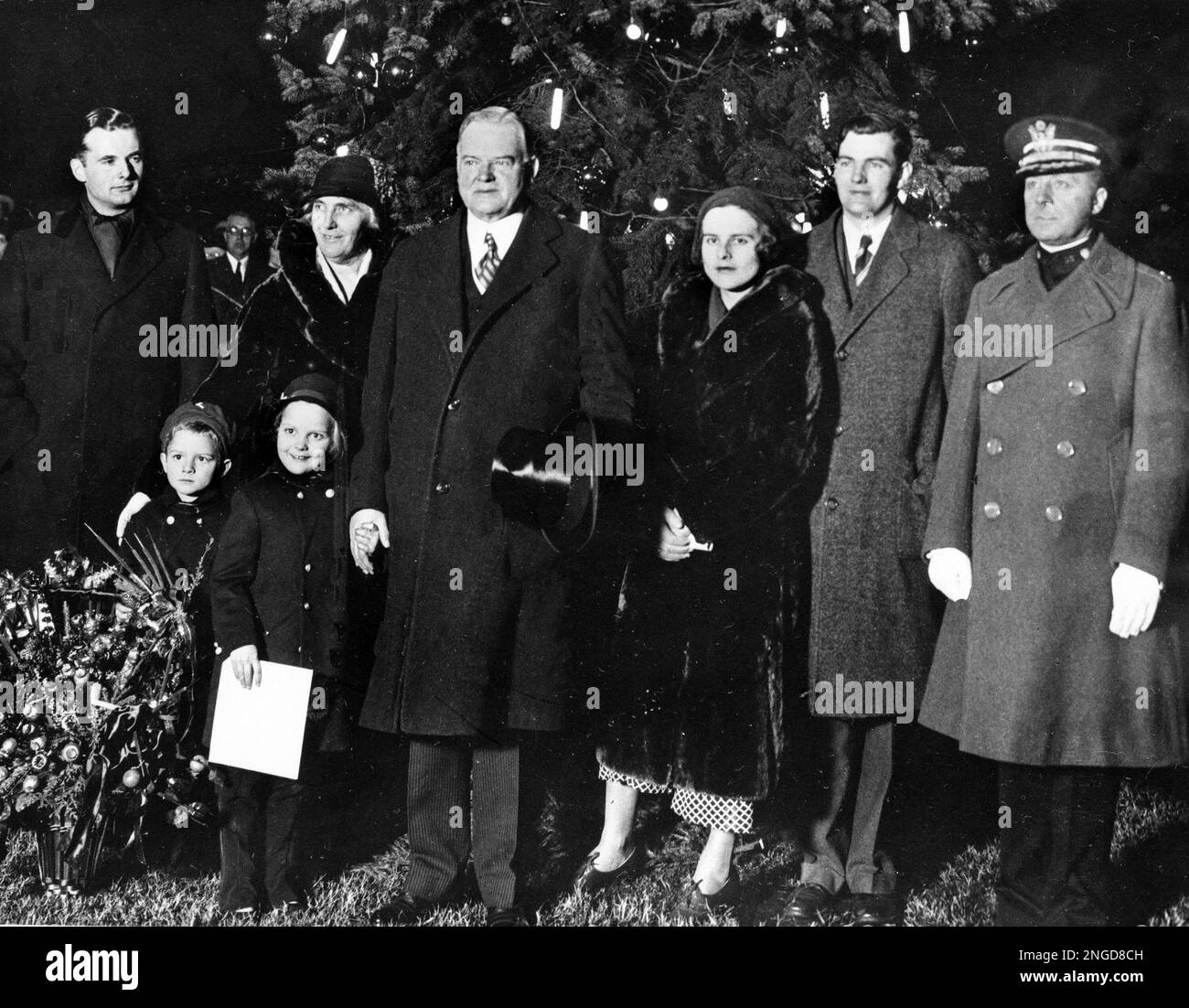 U.S. President Herbert Hoover, third from left, poses with his family
