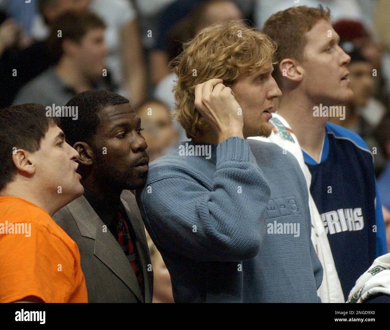 Dallas Mavericks team owner Mark Cuban , from left, player Michael