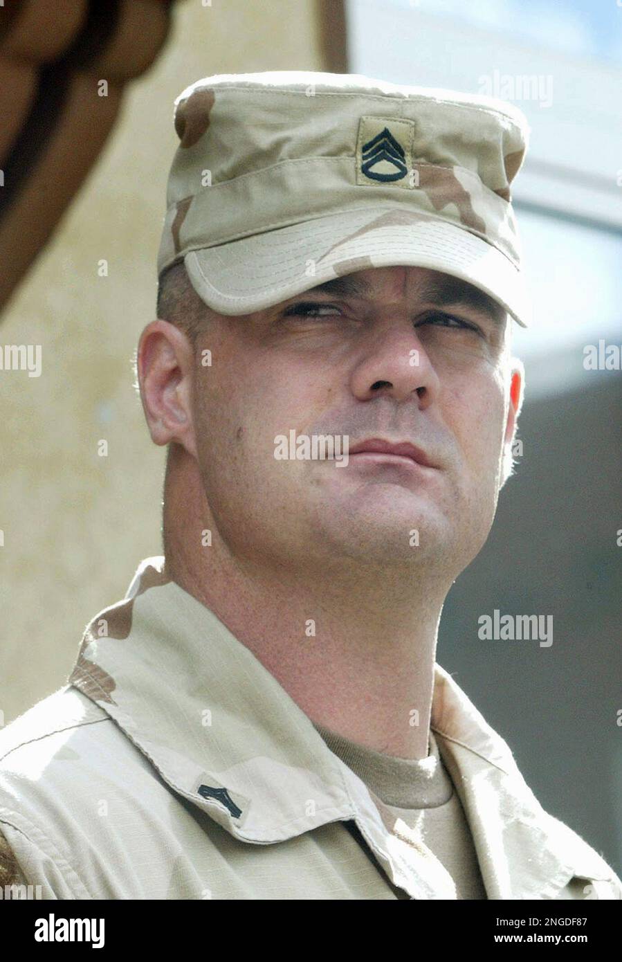 U.S. Army Staff Sgt. Ivan L.Frederick meets the media in front of the U ...