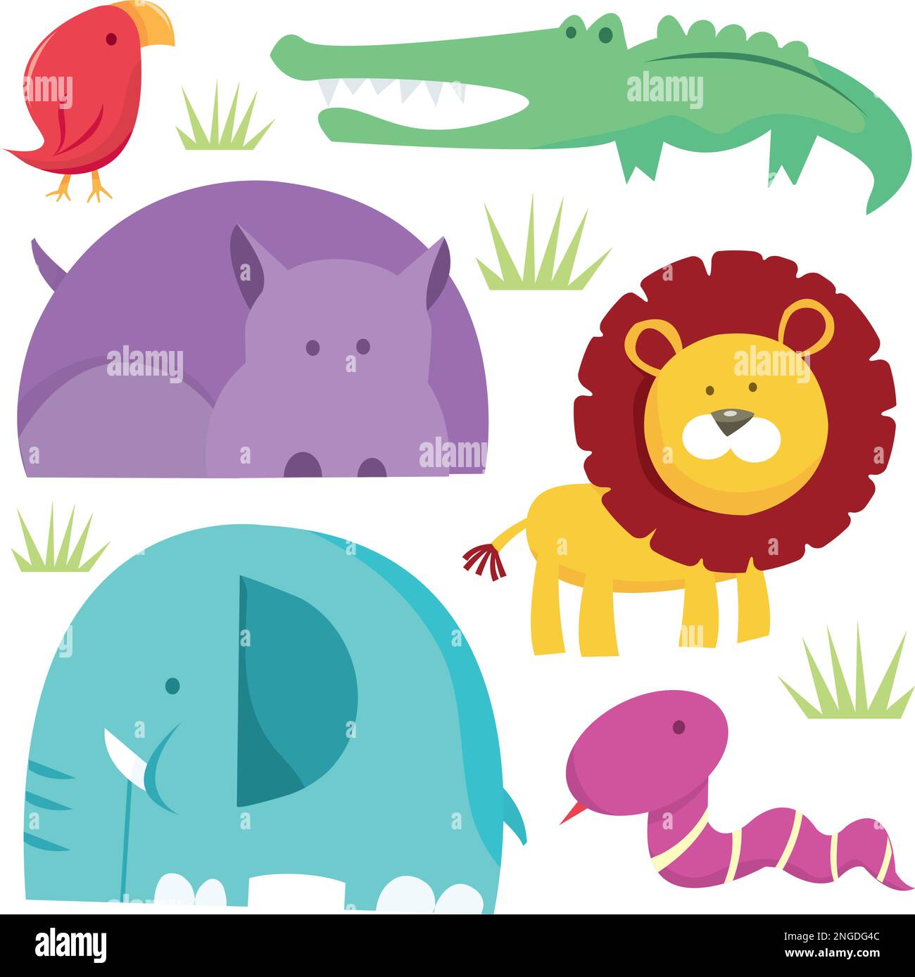 A vector illustration of a group of cartoon safari animals Stock Vector ...