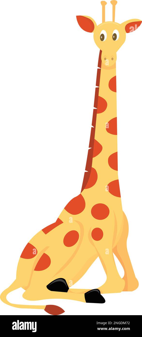 A cartoon vector illustration of a cute giraffe sitting down Stock ...