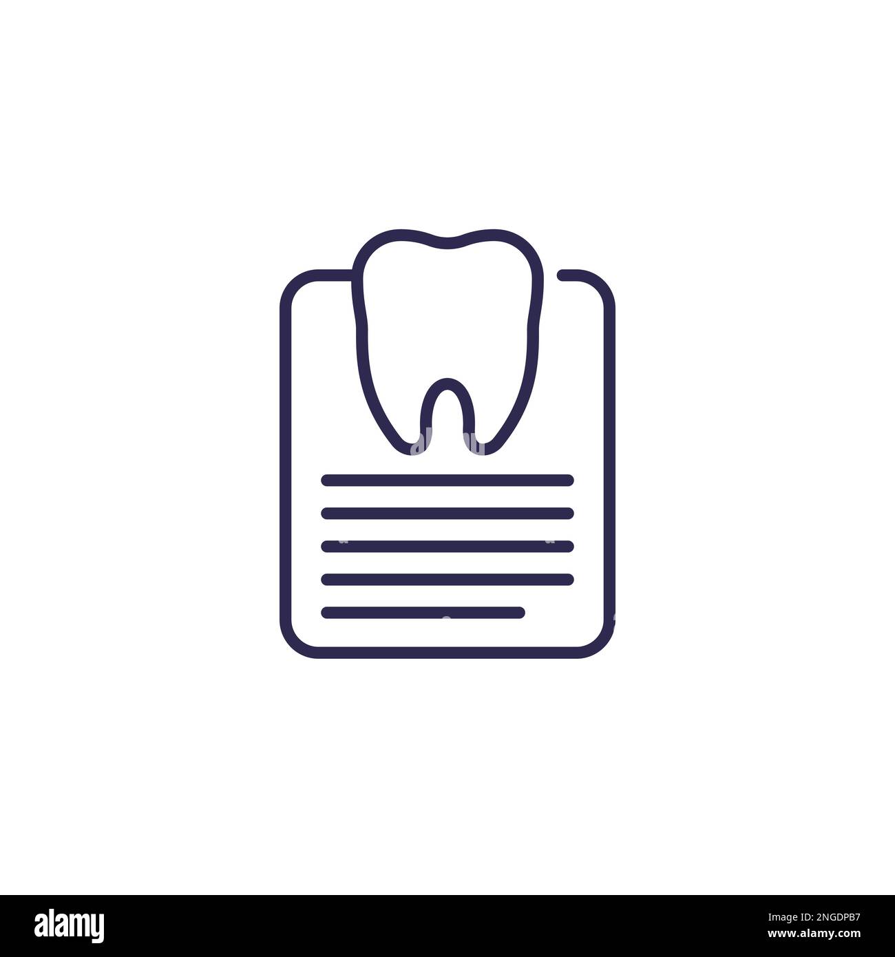 Dental record line icon on white Stock Vector