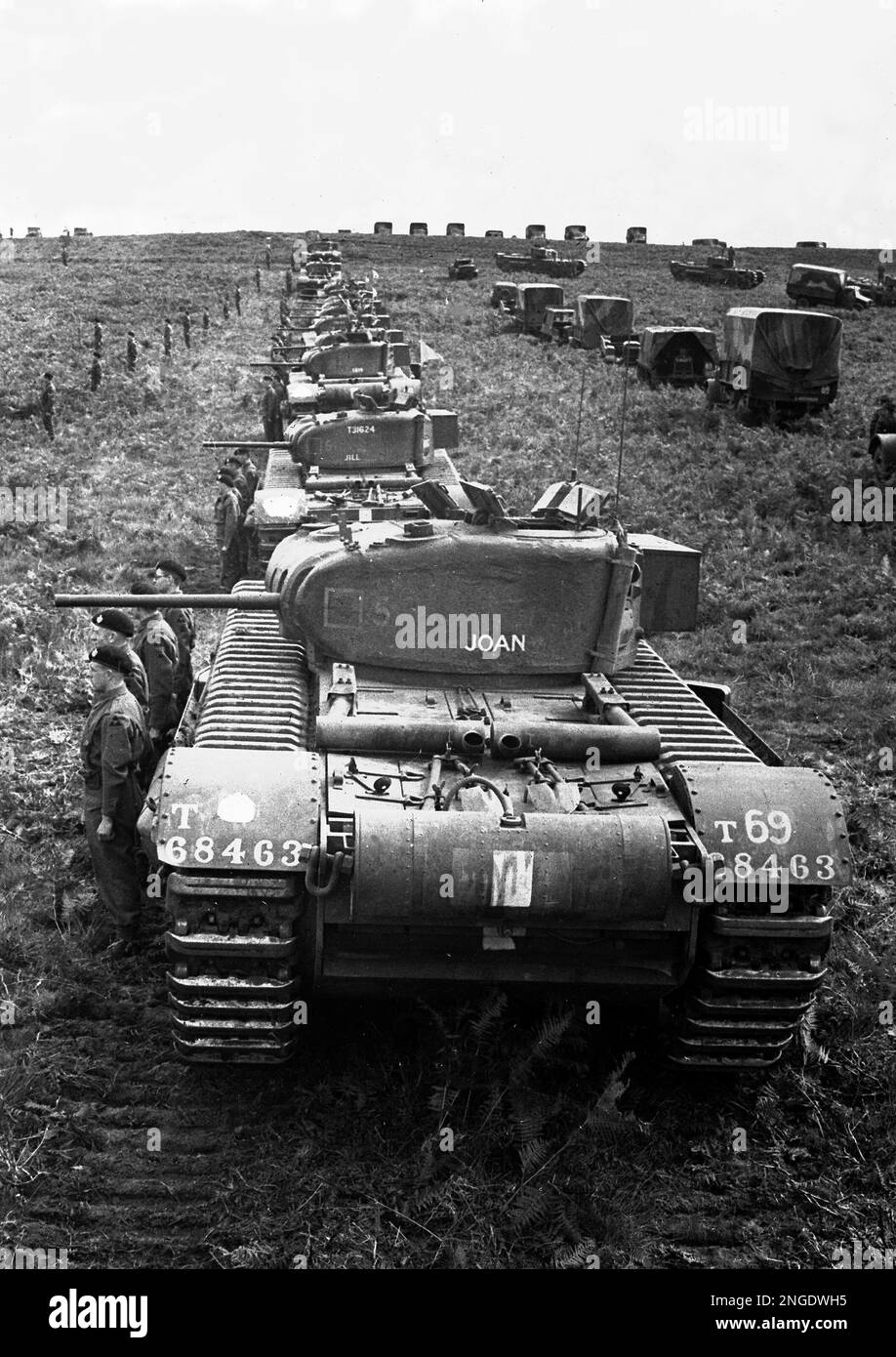 British Churchill tanks take part in exercises in England, in September 1942. The heavily