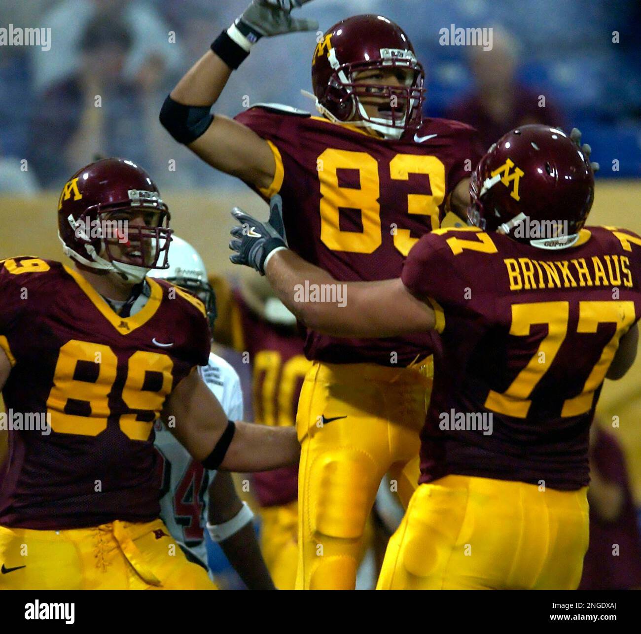 Minnesota wide receiver Jared Ellerson 83 right tackle Tony