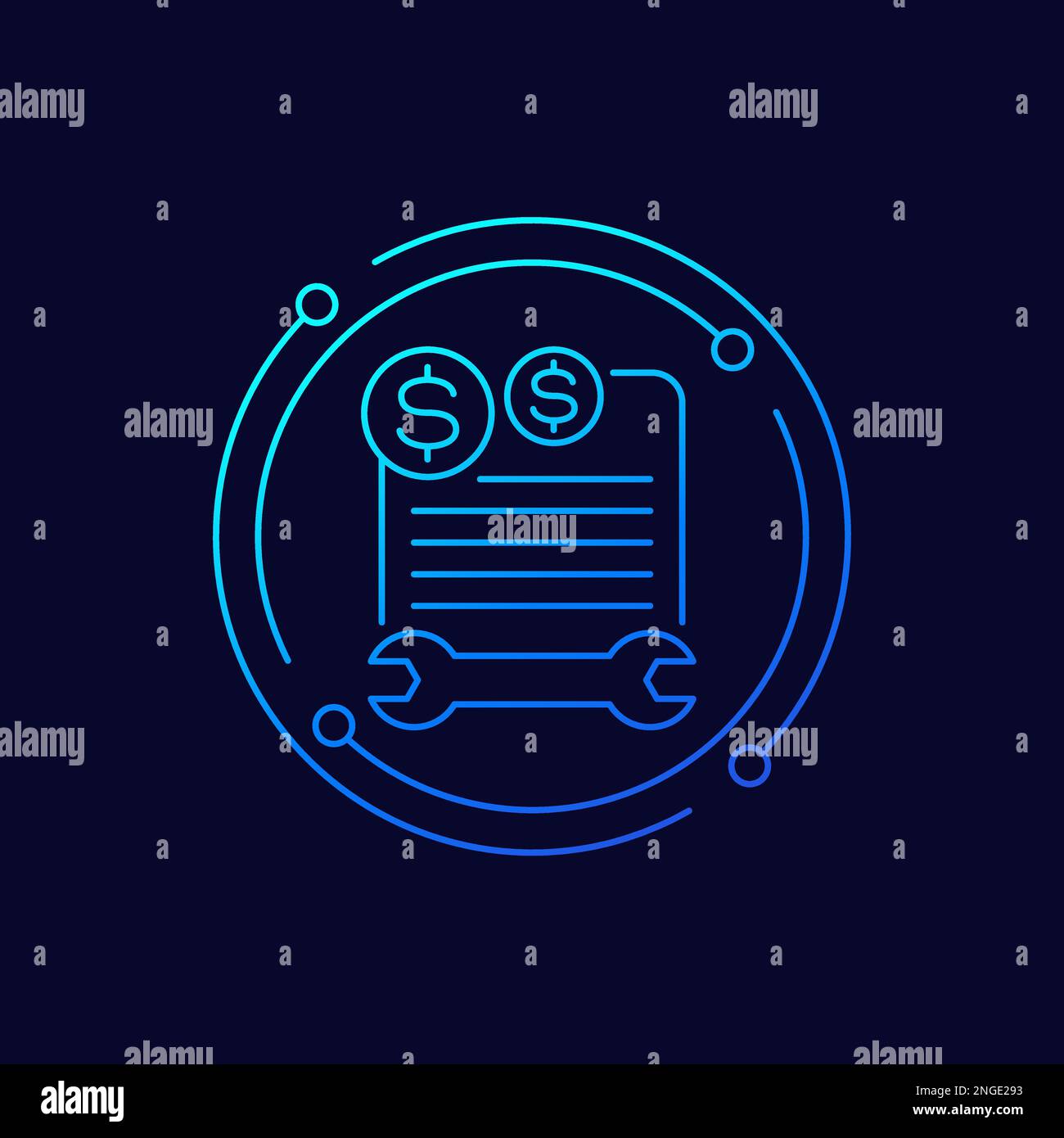 repair bills, cost icon, linear design Stock Vector