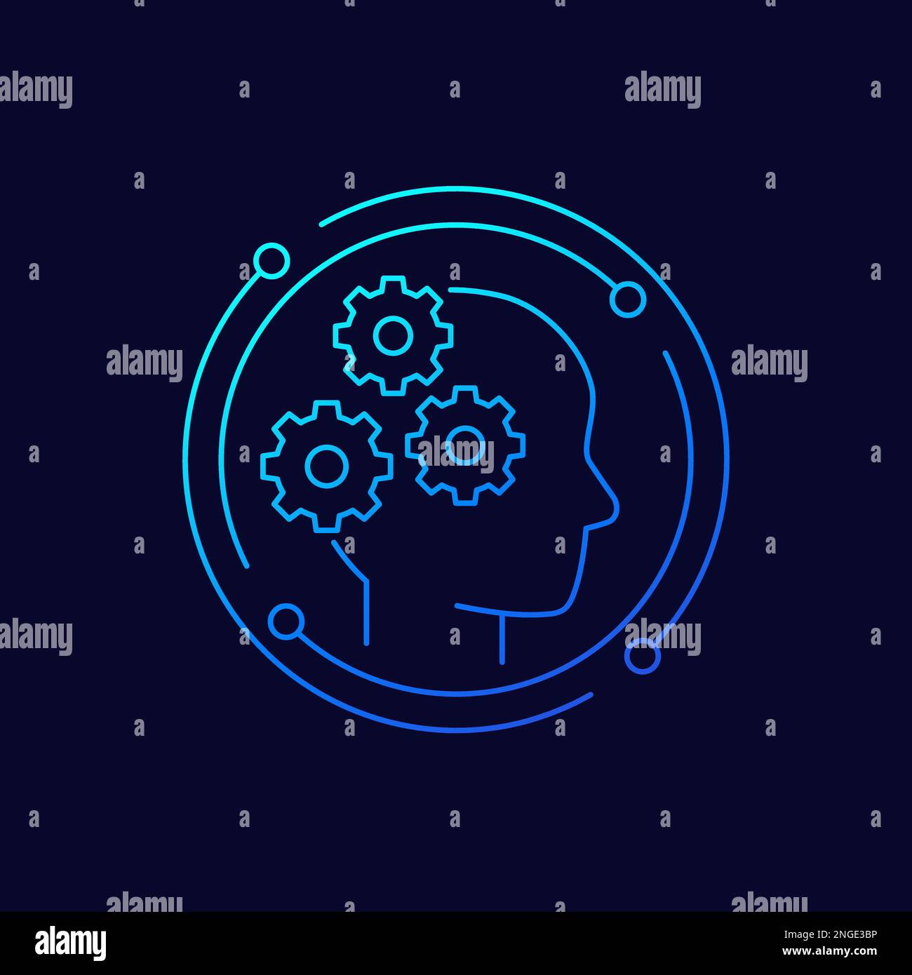 creativity and thinking icon, linear design Stock Vector