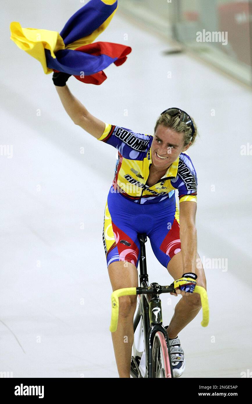 Colombia's Maria Luisa Calle Williams celebrates after capturing a ...