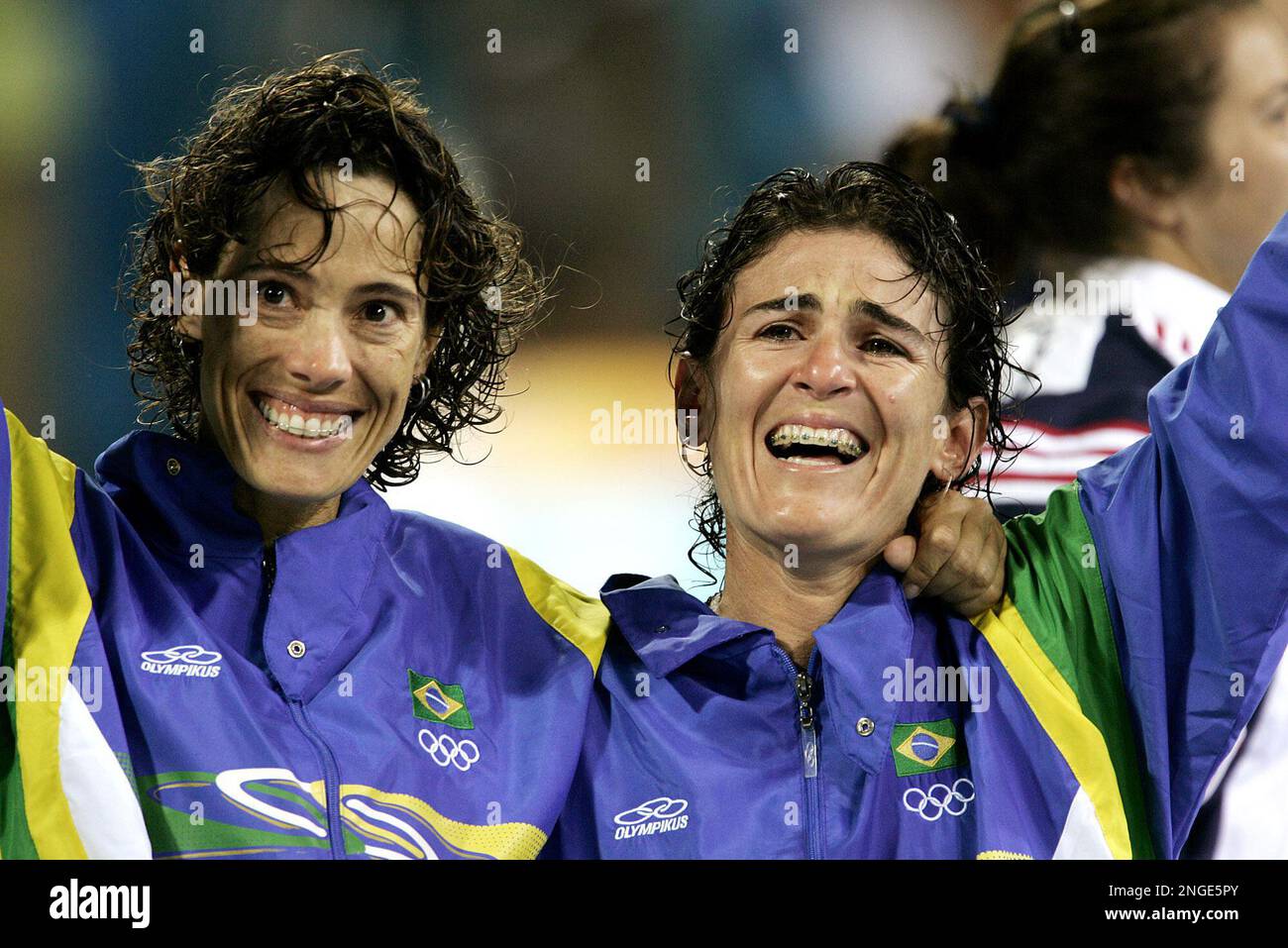 Shelda Silver medalists from Brazil Adriana Behar, left, and teammate Shelda ...