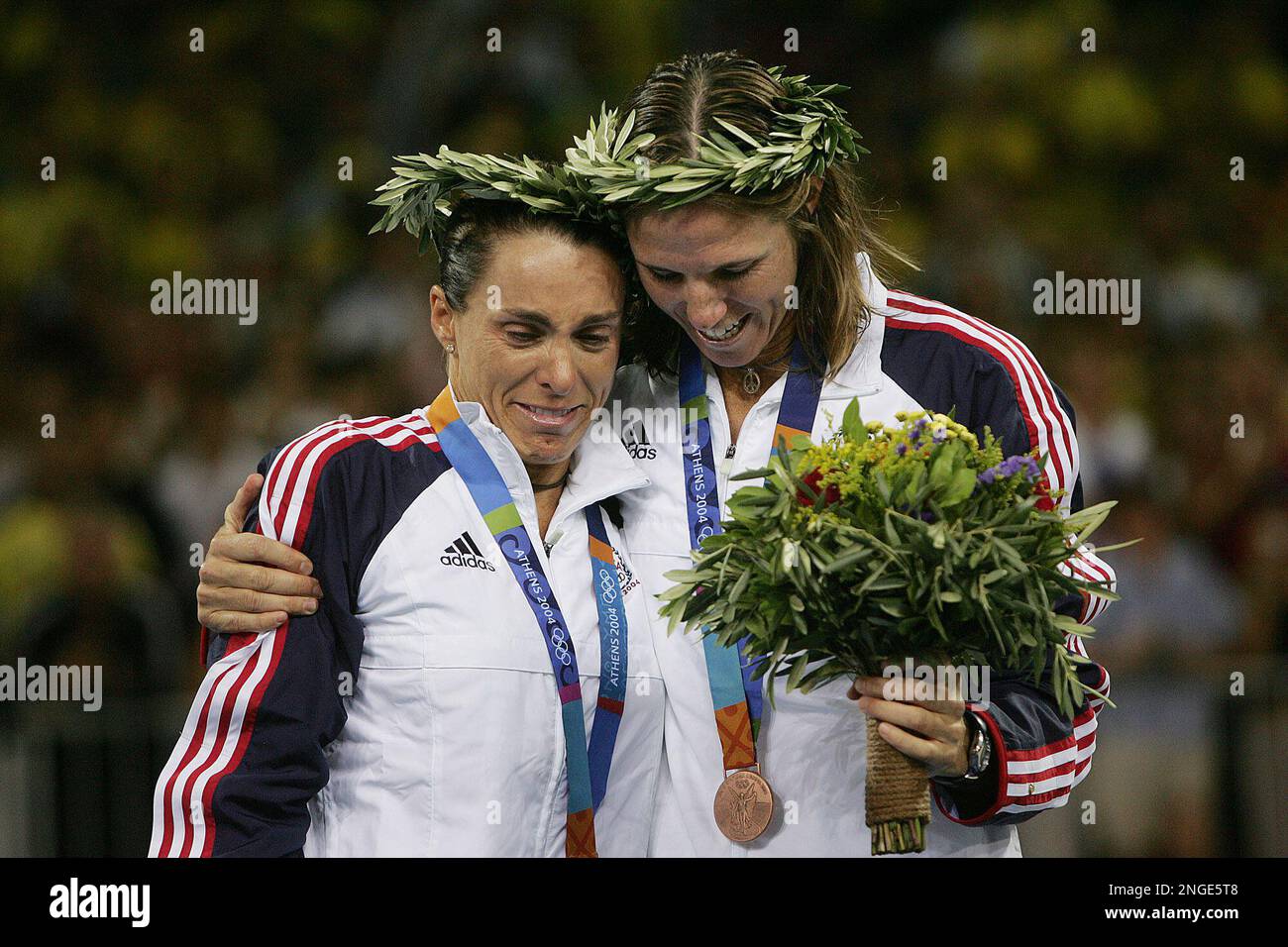 Bronze medal winners from the USA's Holly McPeak and Elaine Youngs