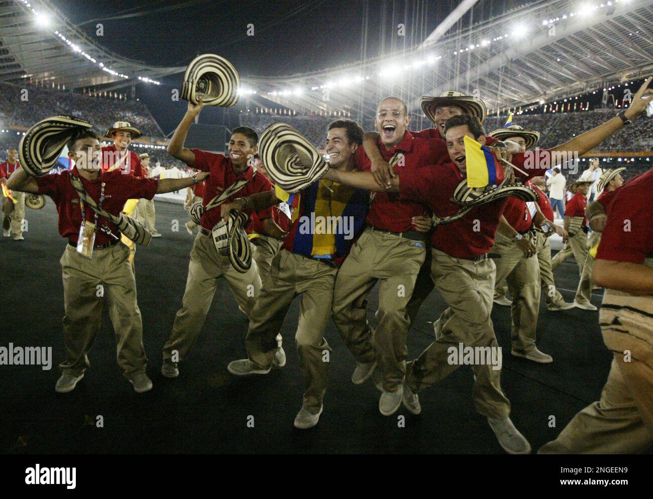 Athletes from Ecuador enter the stadium during the Opening Ceremony of