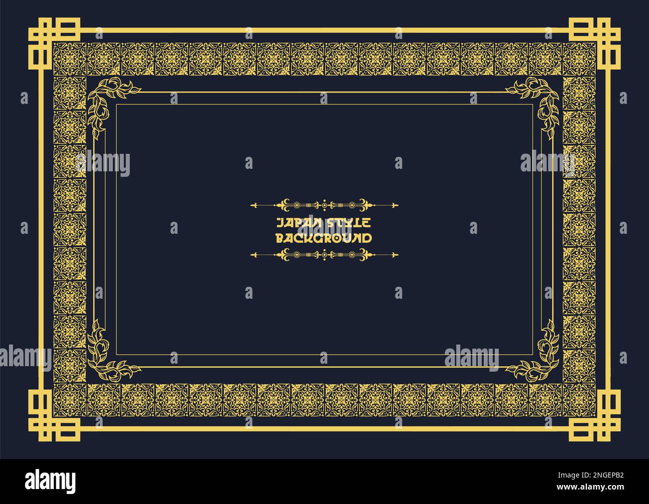 Japan style frame on dark background. Color illustration in Japanese