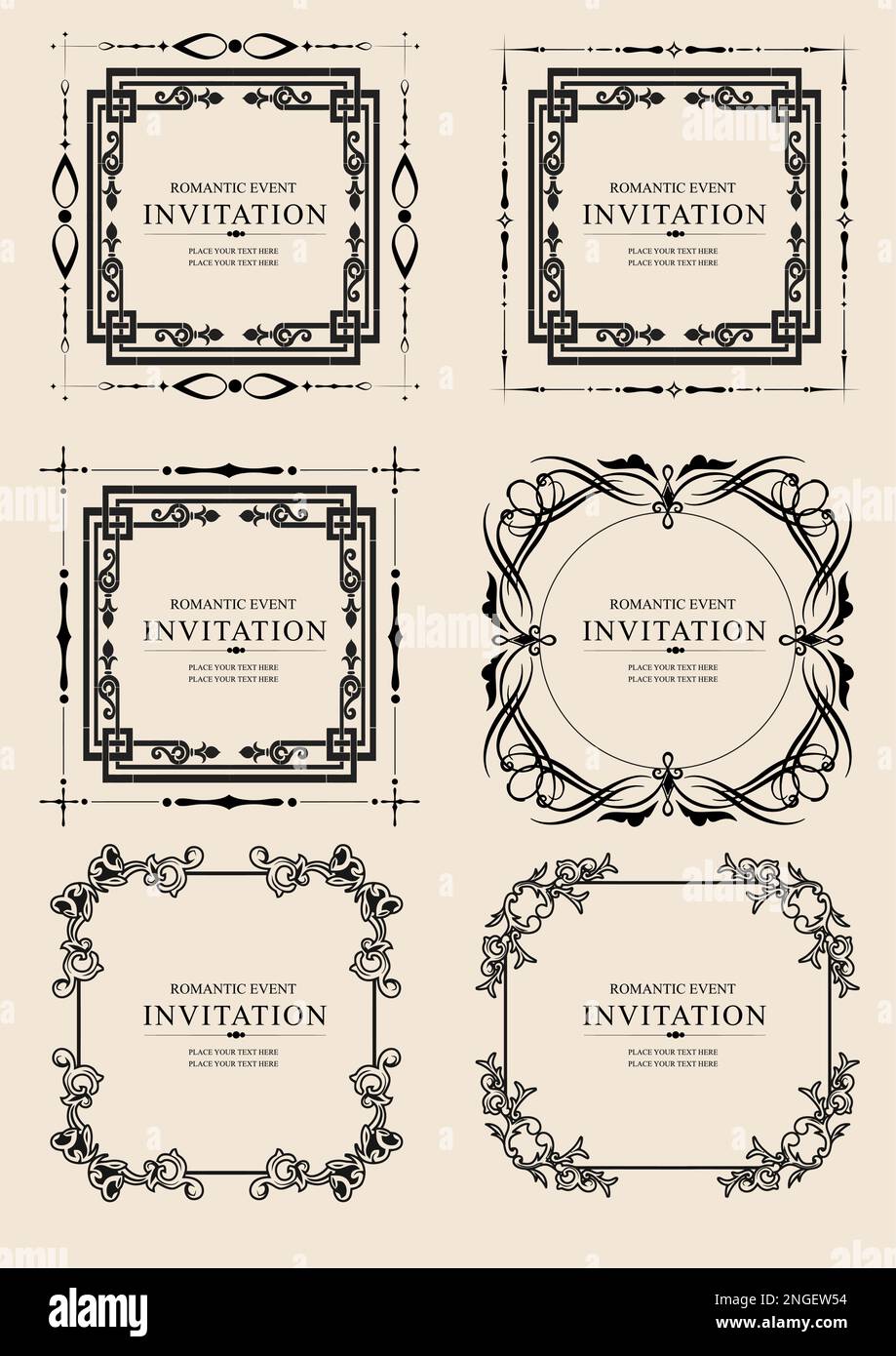 Set of ornate vector frames and ornaments with sample text. Perfect as ...