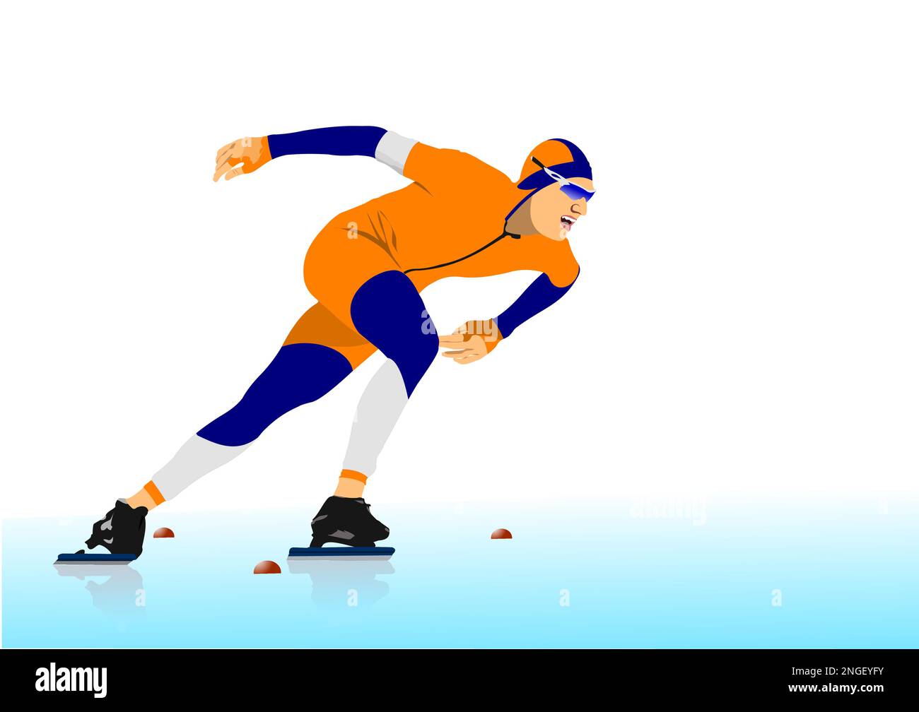 Speed skating runner poster. Vector 3d illustration Stock Vector Image