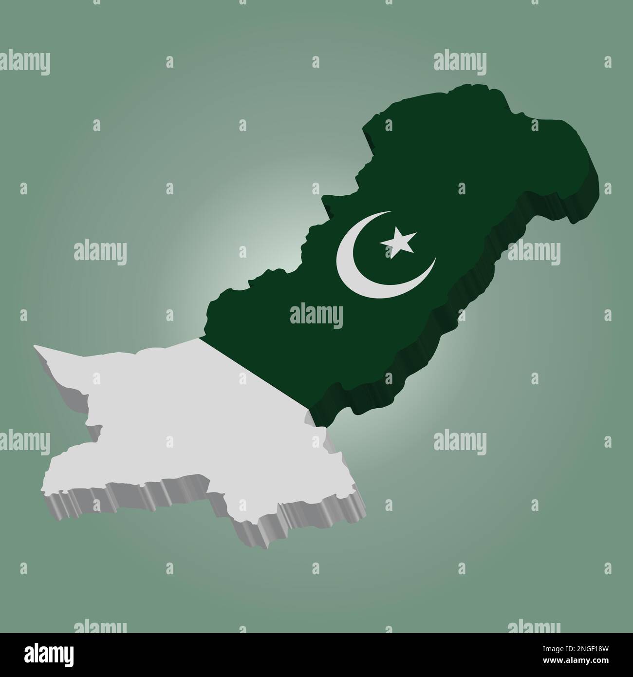 vector Pakistan 3D map and Pakistan Flag Stock Vector