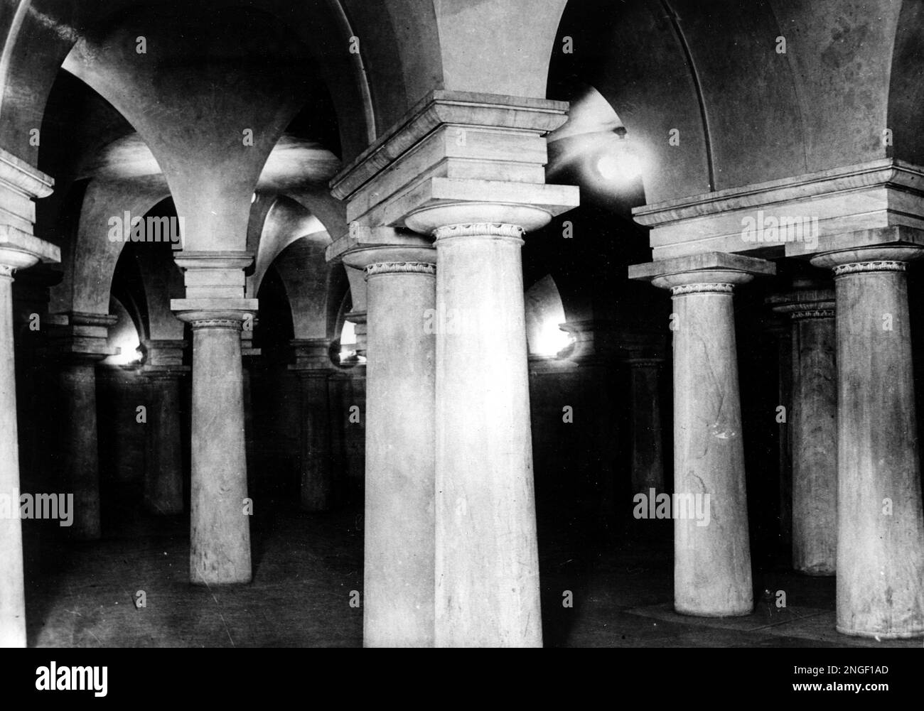 This view shows the columns in the basement of the Capitol Building ...