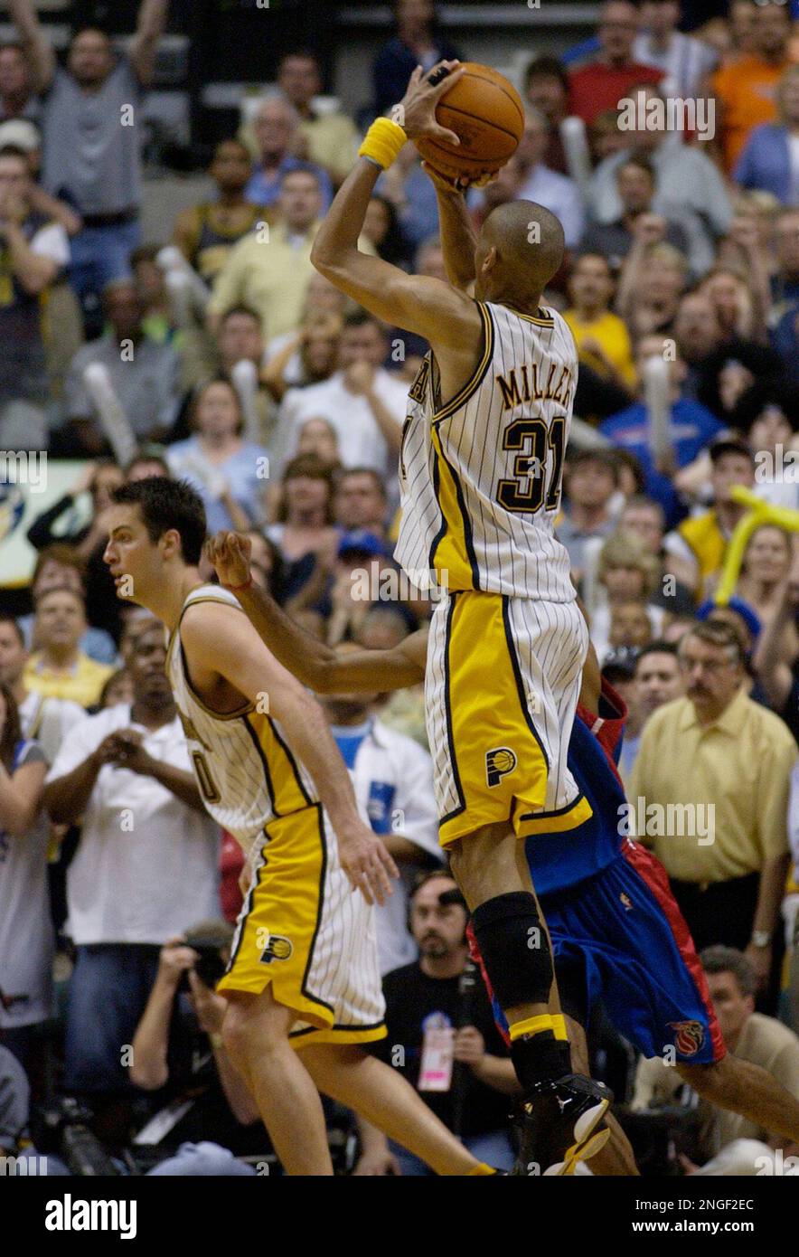 Indiana Pacers' Reggie Miller puts up a three-point shot