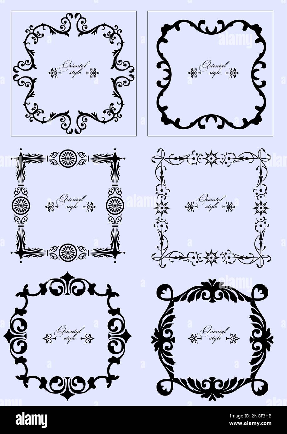 Set of ornate vector frames in chemise style and ornaments with sample ...